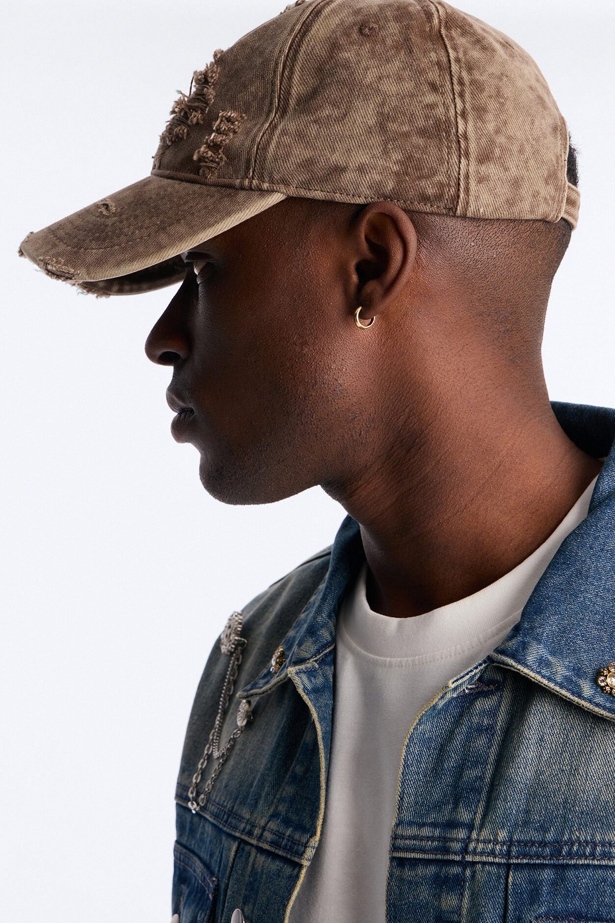 Distressed Damaged Wash Snapback Hat - Brown