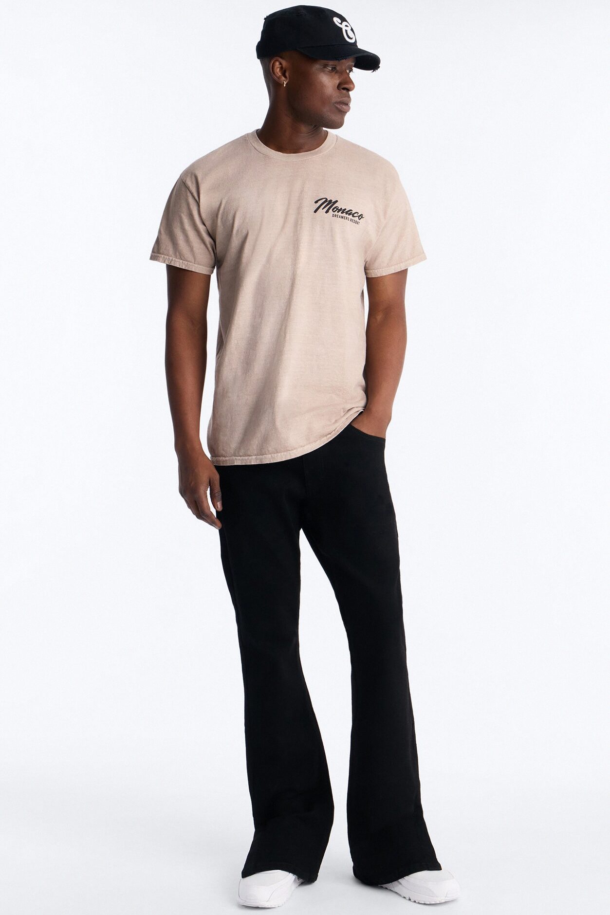 Upstanding Slit Stacked Slim Flare Jeans - Black