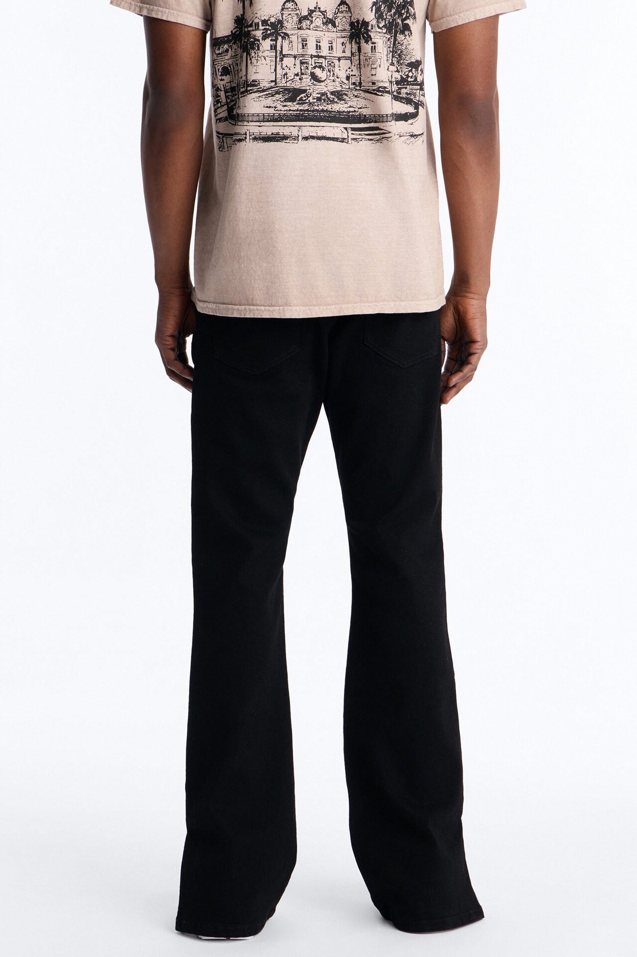 Upstanding Slit Stacked Slim Flare Jeans - Black