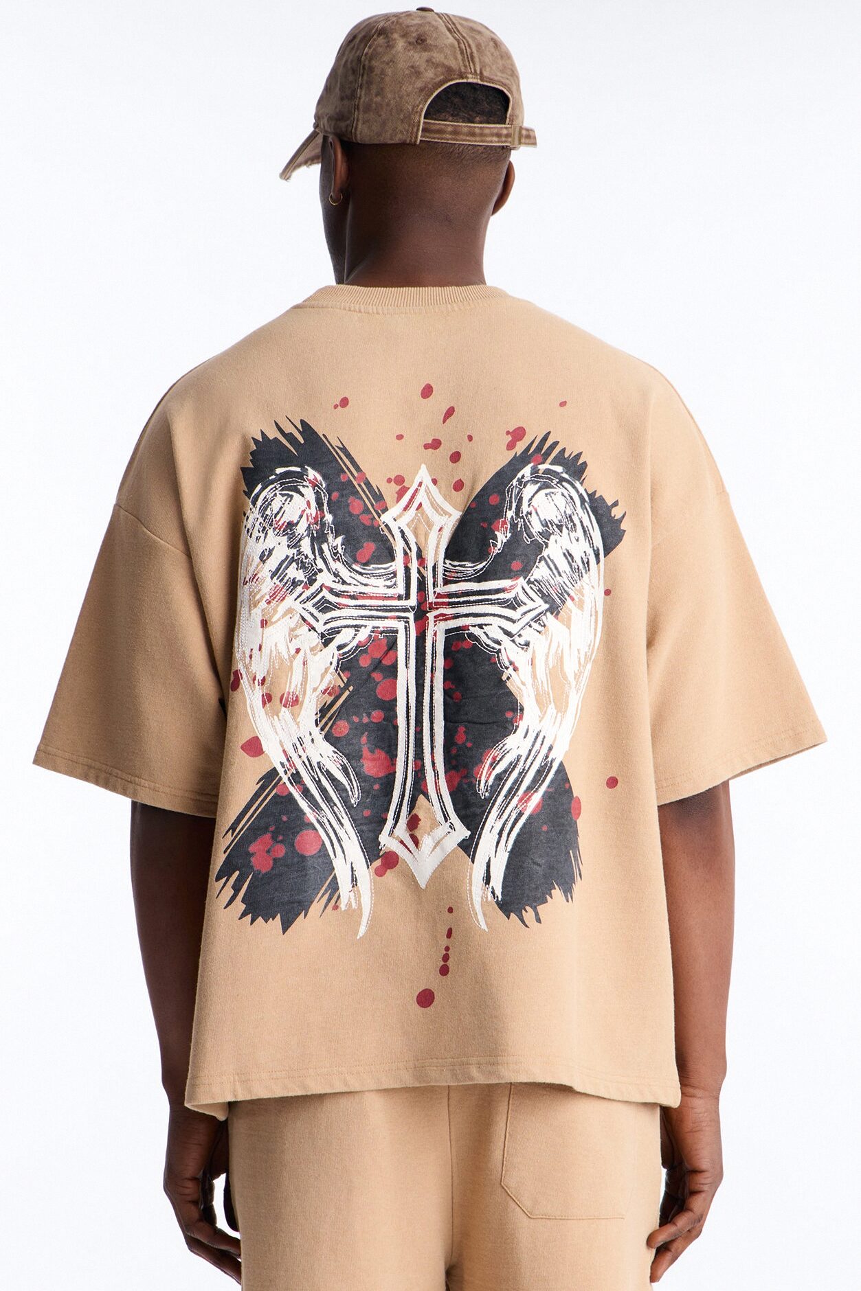 Count Your Blessings Embroidered Oversized French Terry Tee - Tan