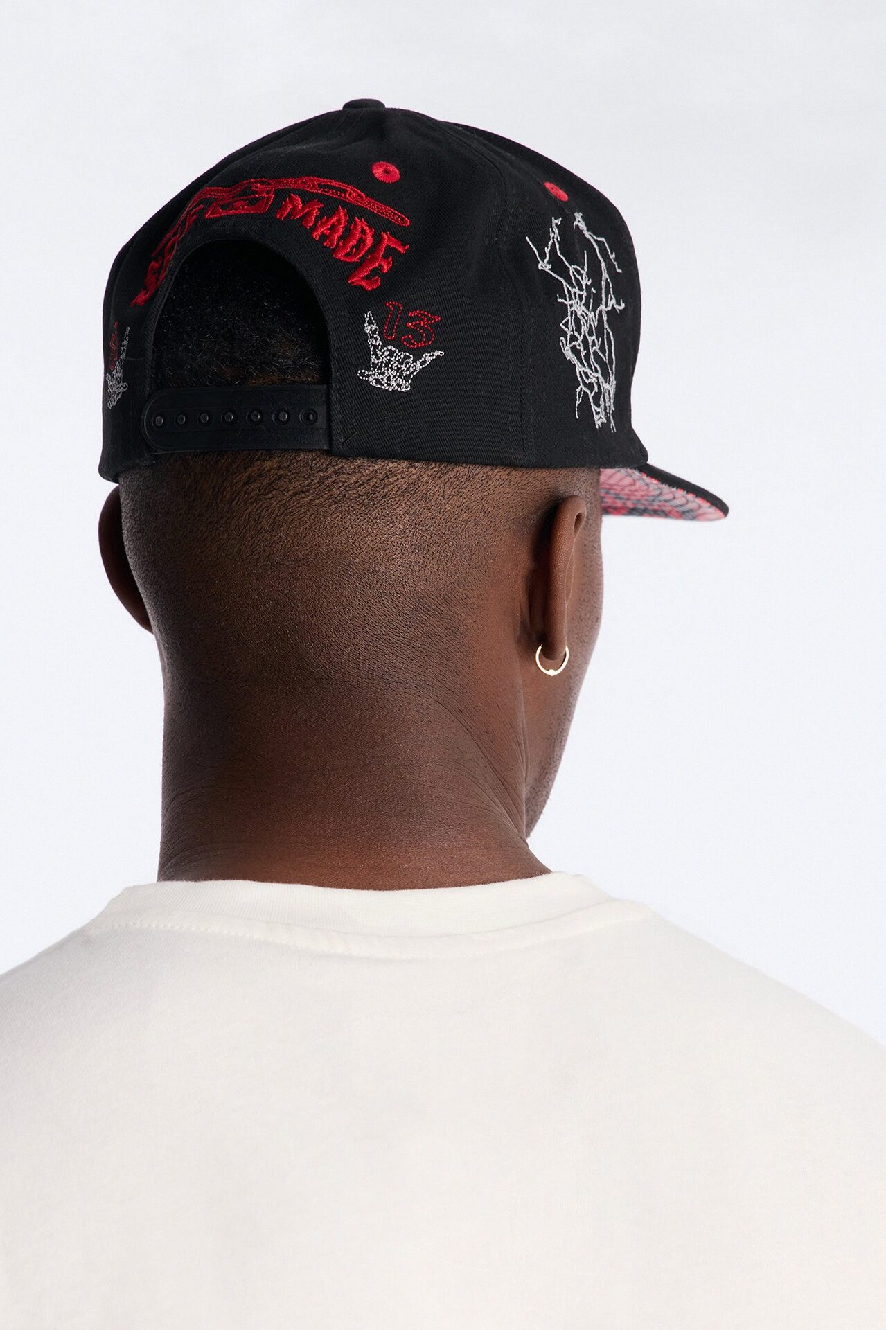 Fly Alone Graphic Embroidered Snapback Hat - Black