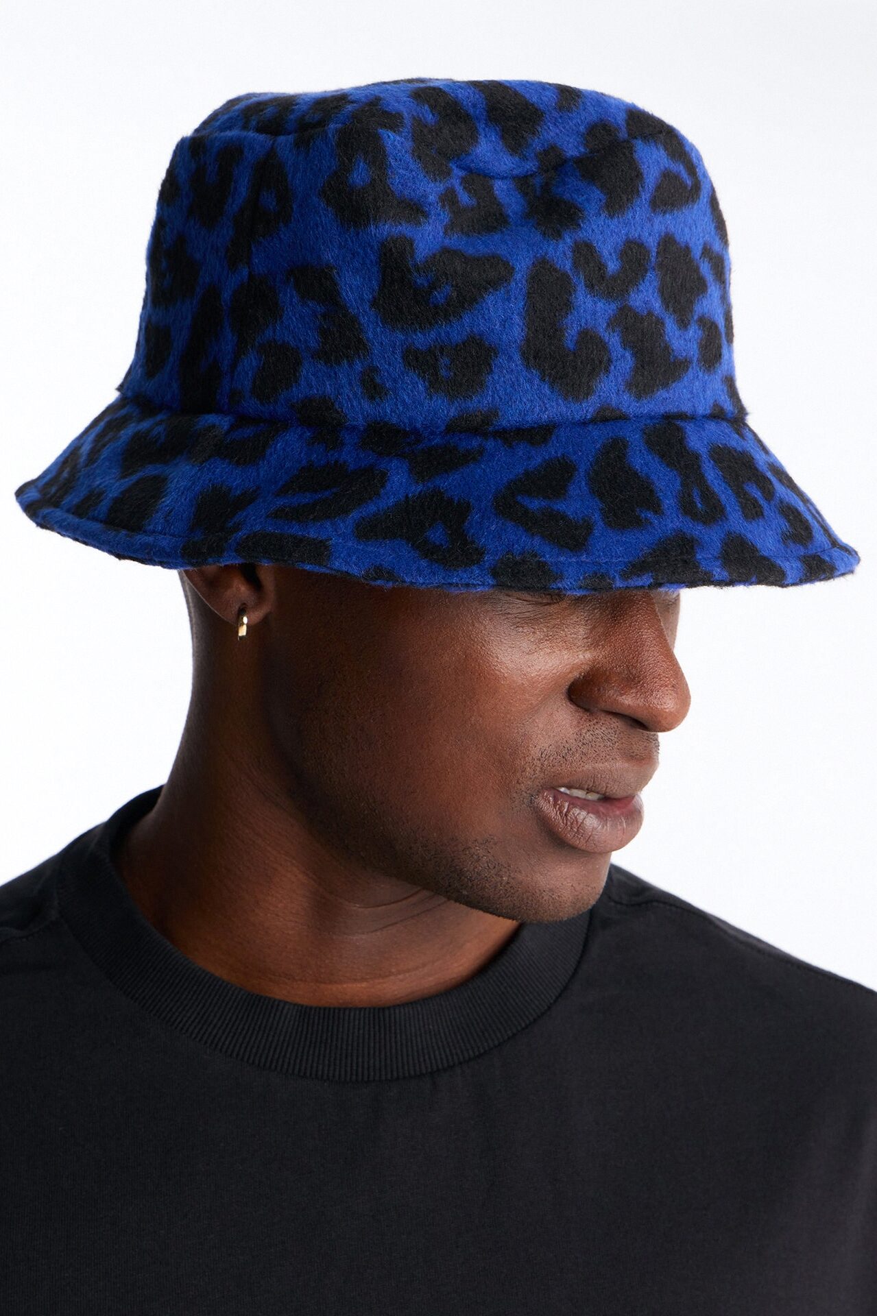 Leopard Print Bucket Hat - Blue