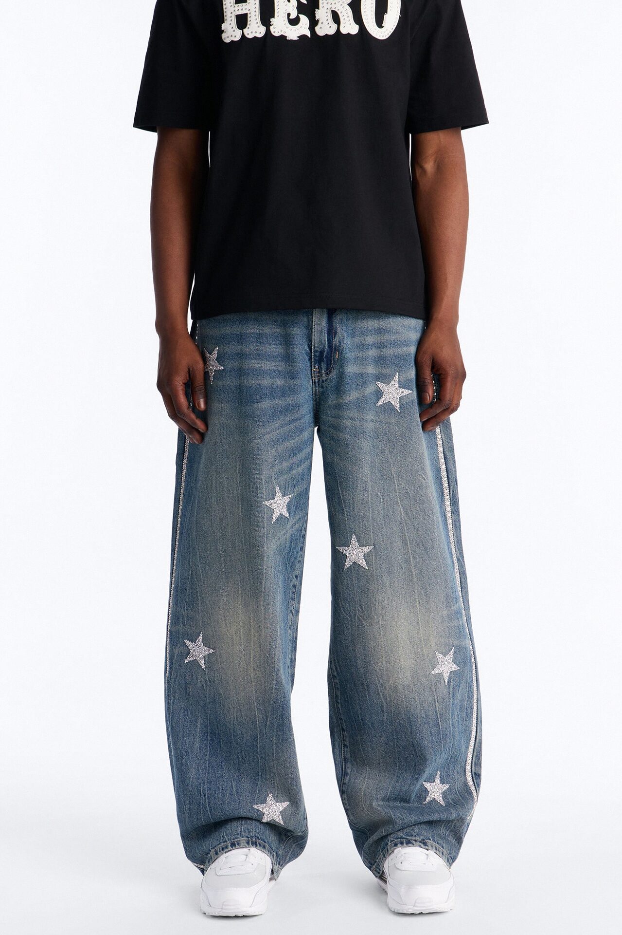 Baggy Cosmic Star Tux Jean - Medium Blue Wash