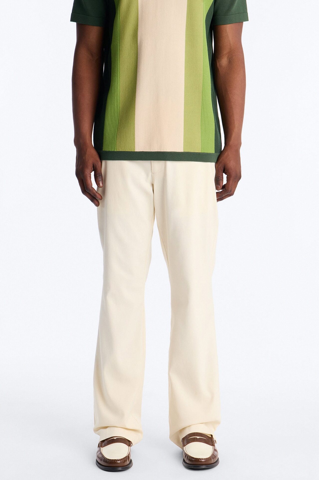 Slim Modern Gabardine Slit Flared Trouser - Cream