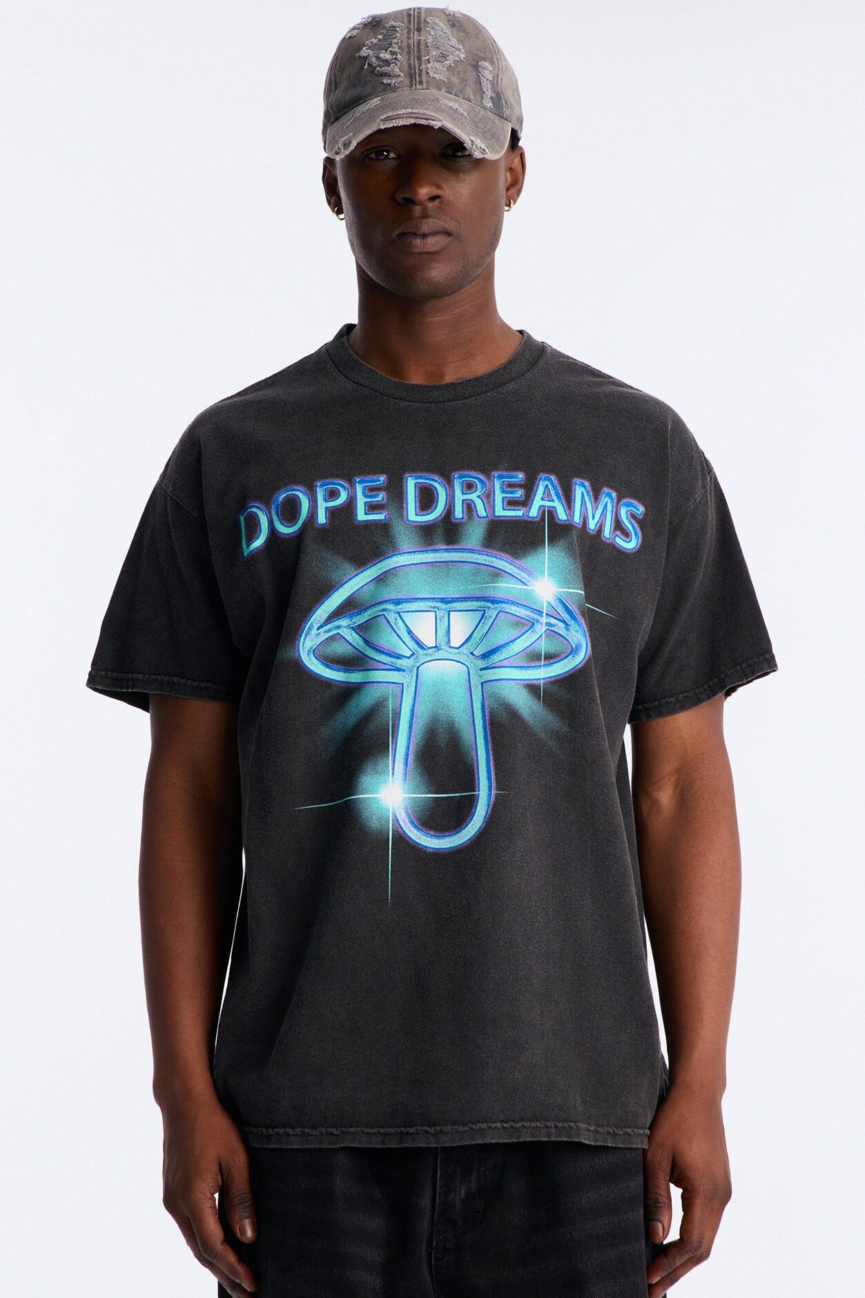 Dope Dreams Only Vintage Oversized Short Sleeve Tee - Black Wash