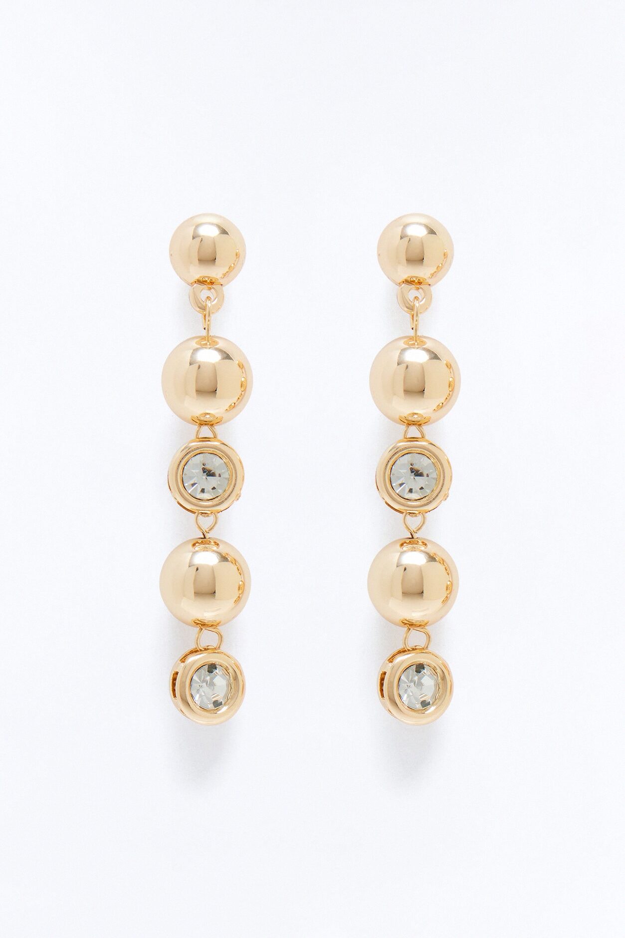 Let It Be Rhinestone Linear Earrings - Gold