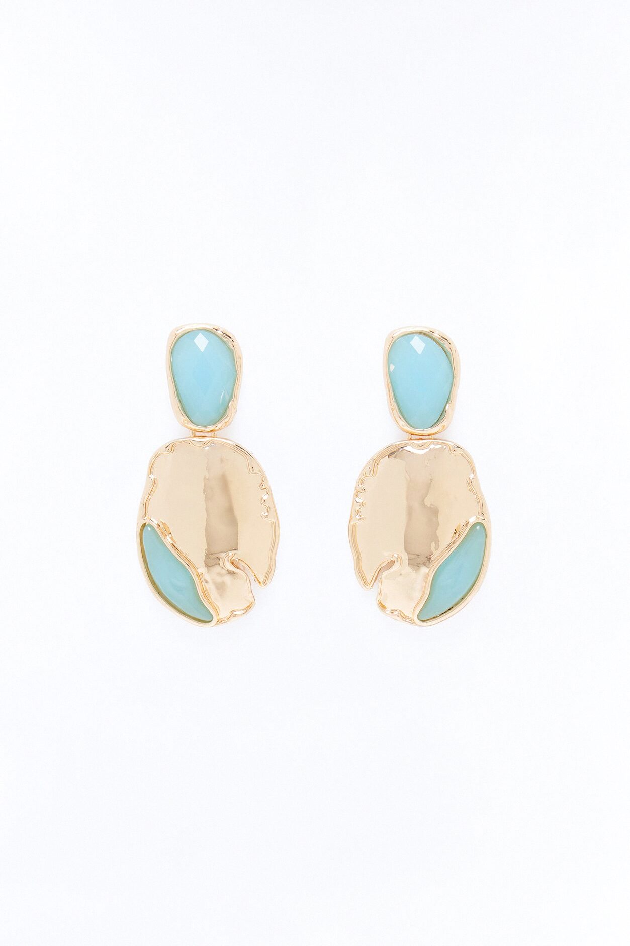 Take Me With You Jeweled Drop Earrings - Gold/Blue