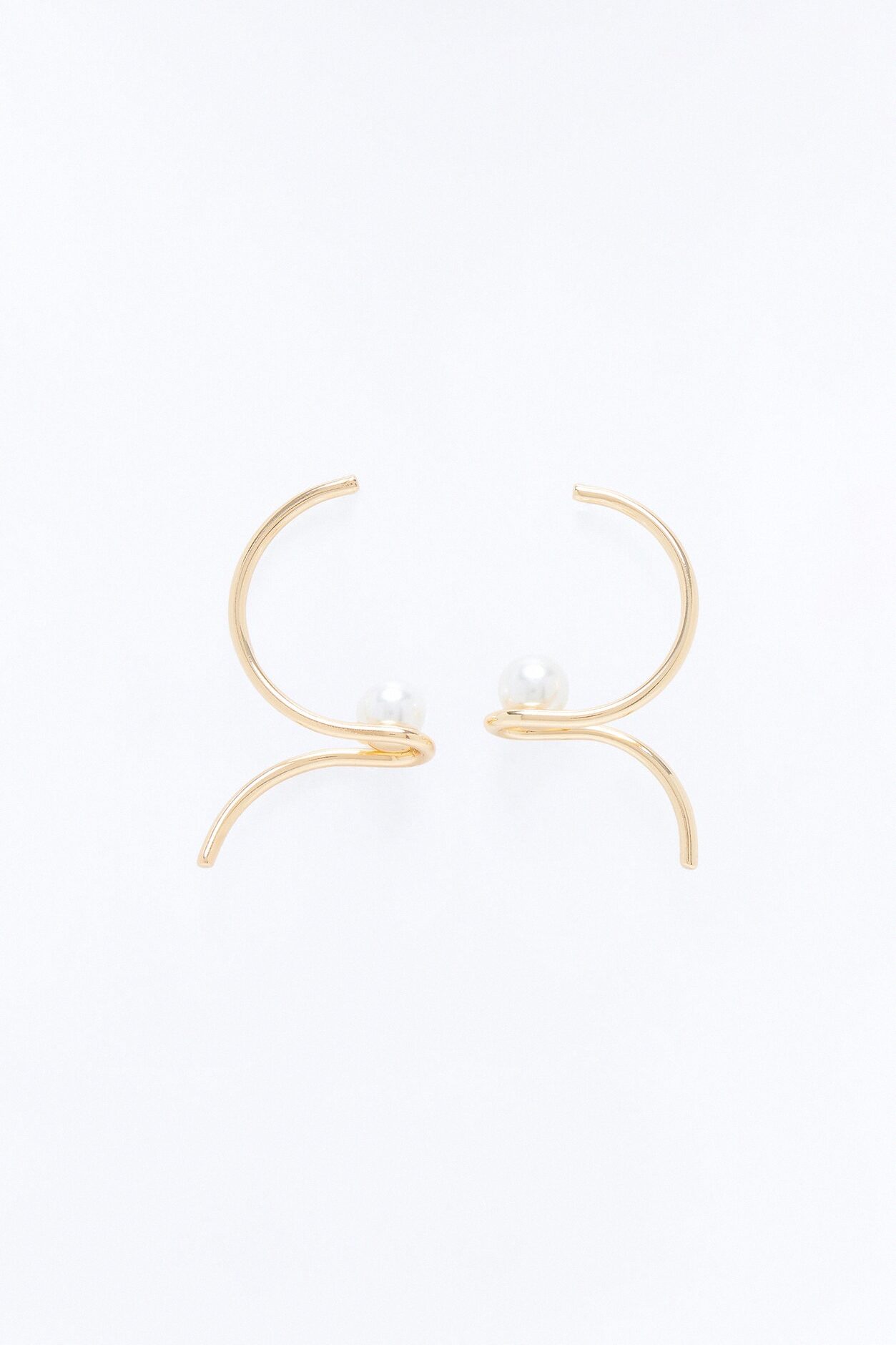 Balanced Pearl Swirl Earrings - Gold