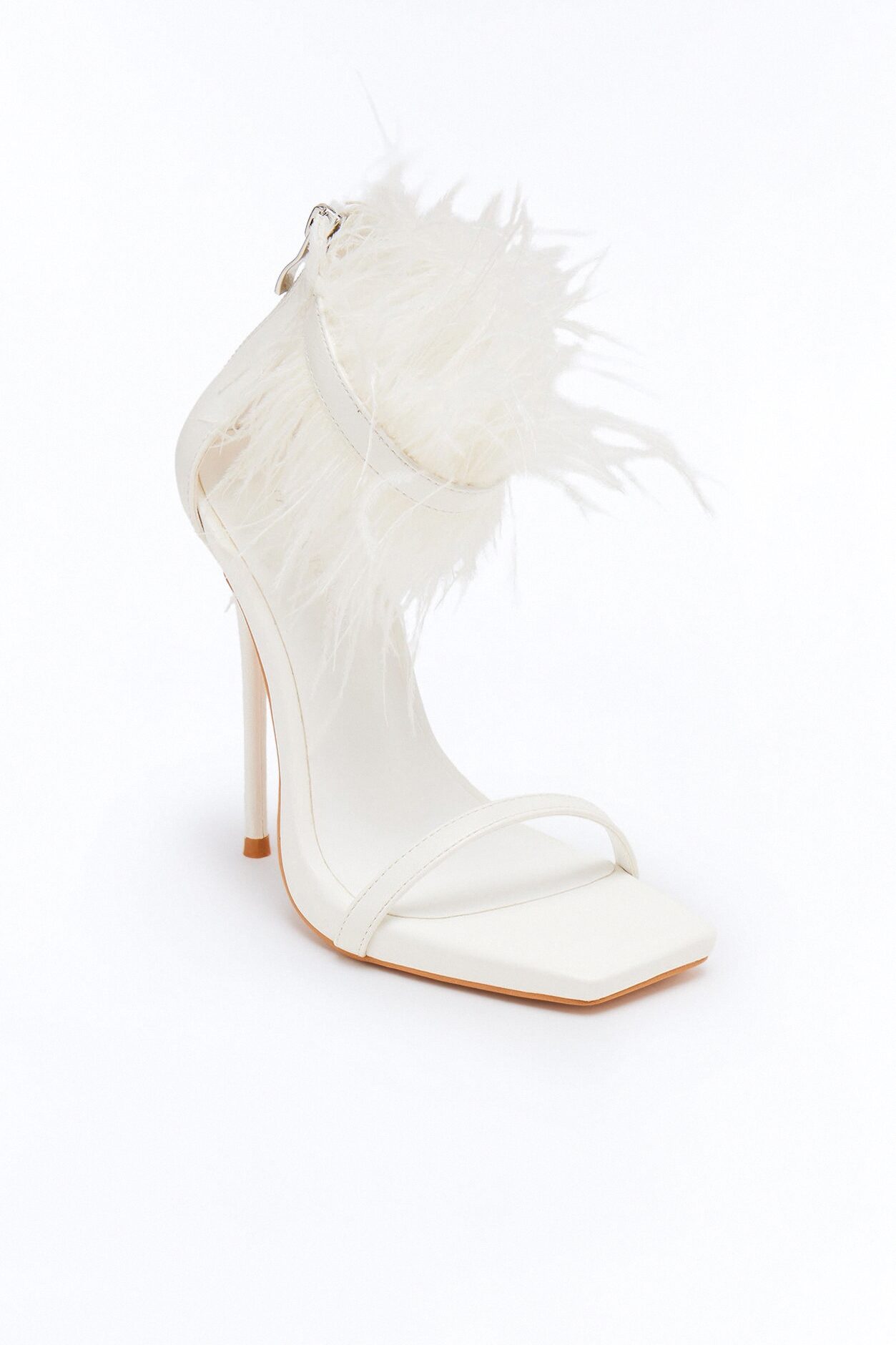 Gatsby Feather Stiletto Heels - White