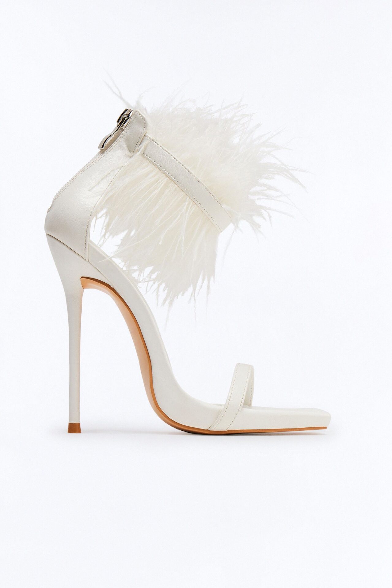 Gatsby Feather Stiletto Heels - White