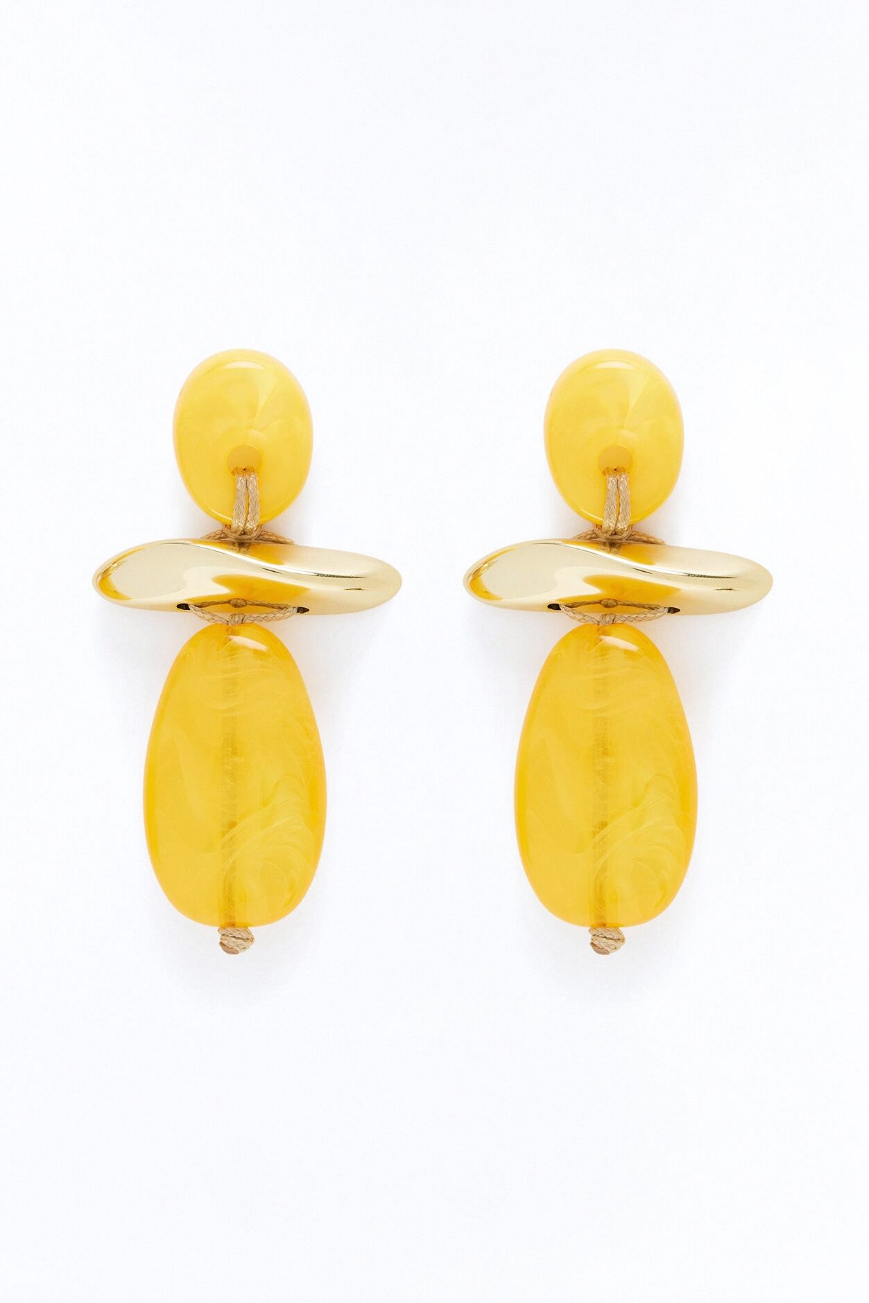 Honey Alloy Jeweled Earrings - Yellow