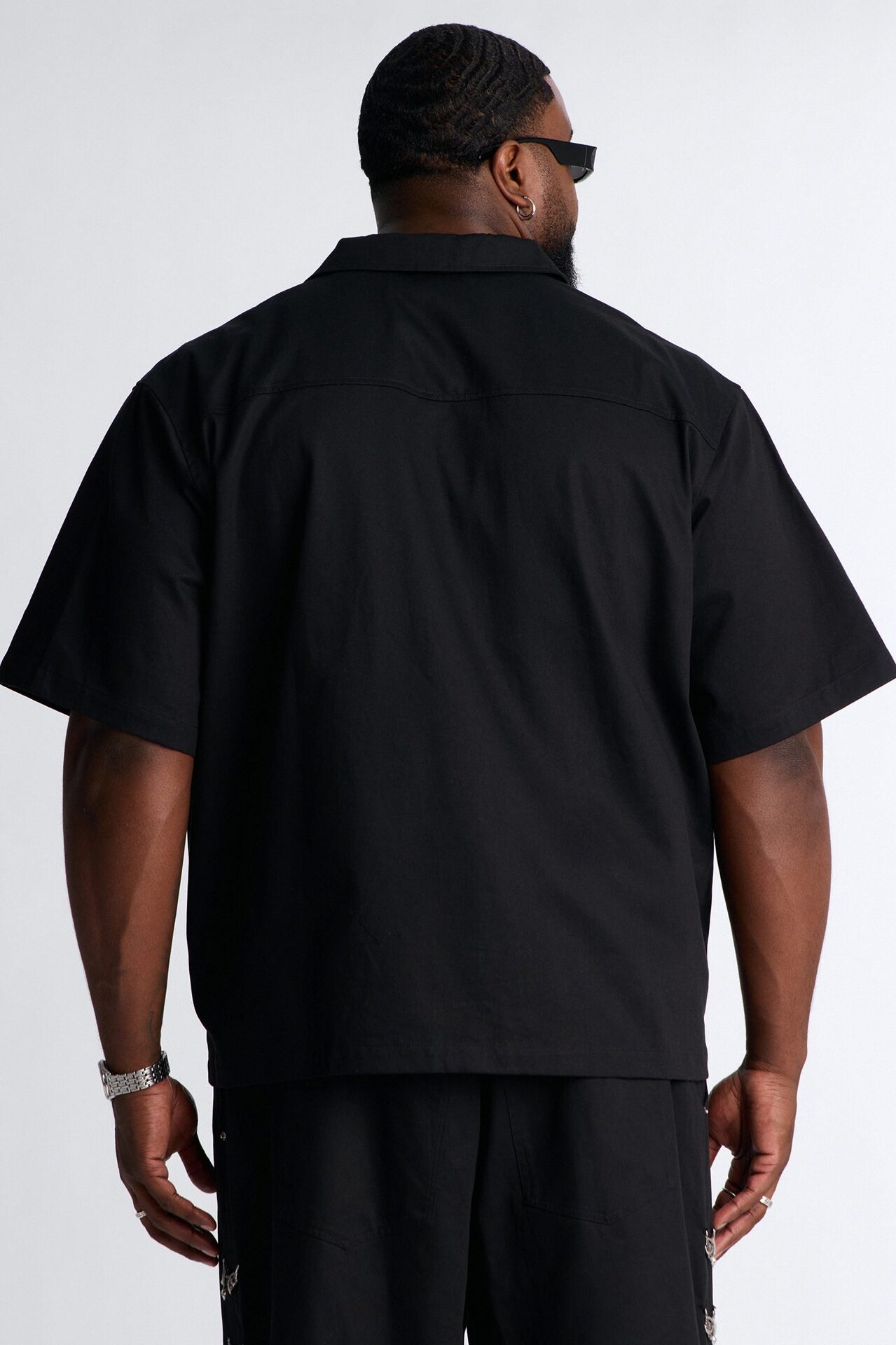 Relaxed Winged Viper Button Up Shirt - Black