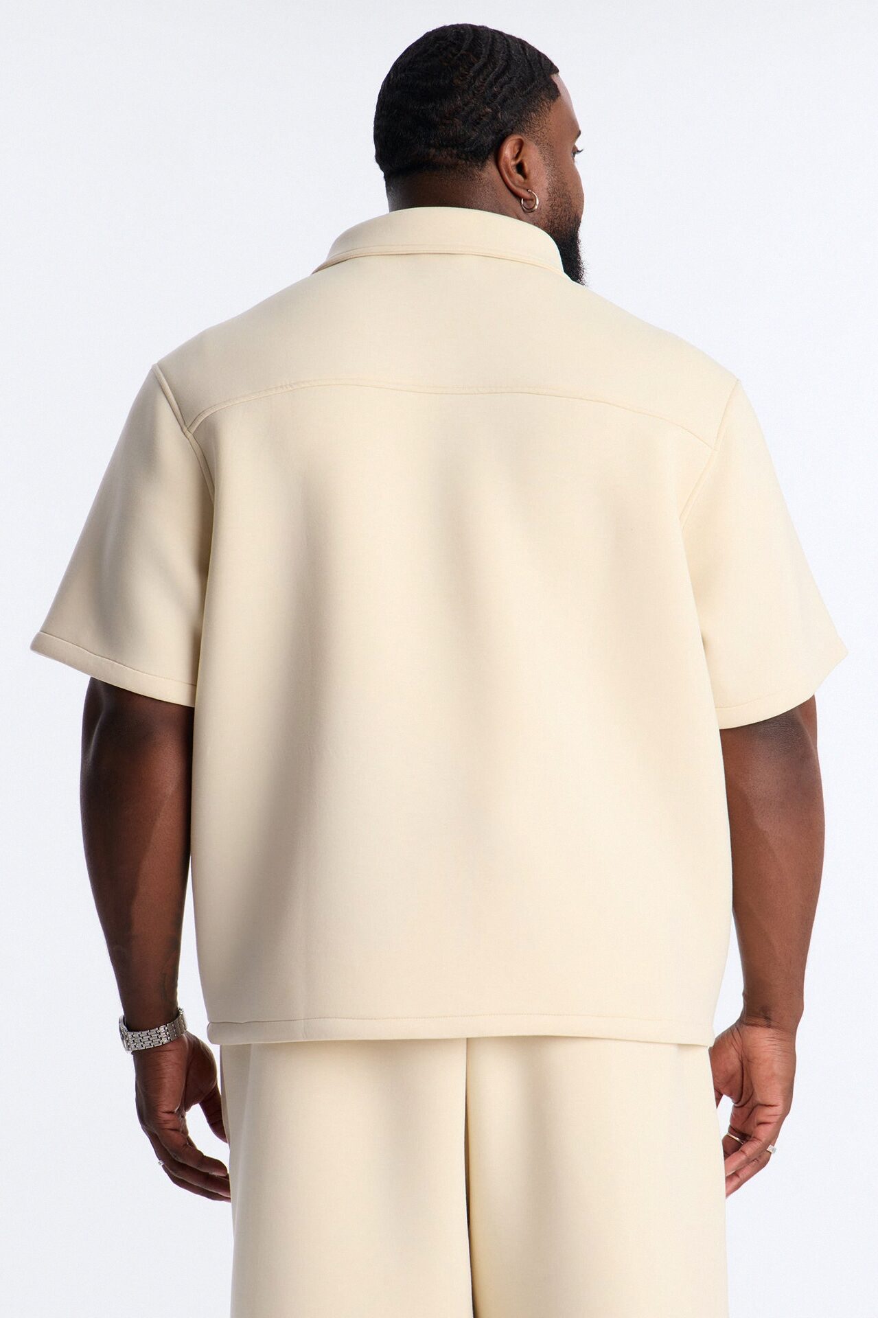 Relaxed Arclight Interlock Short Sleeve Shirt - Cream