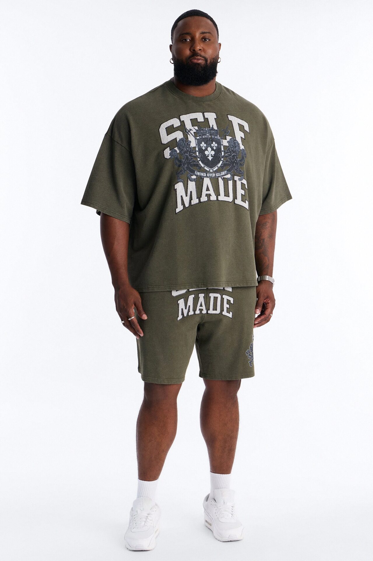 Self Made Patch Oversized French Terry Tee - Hunter Green