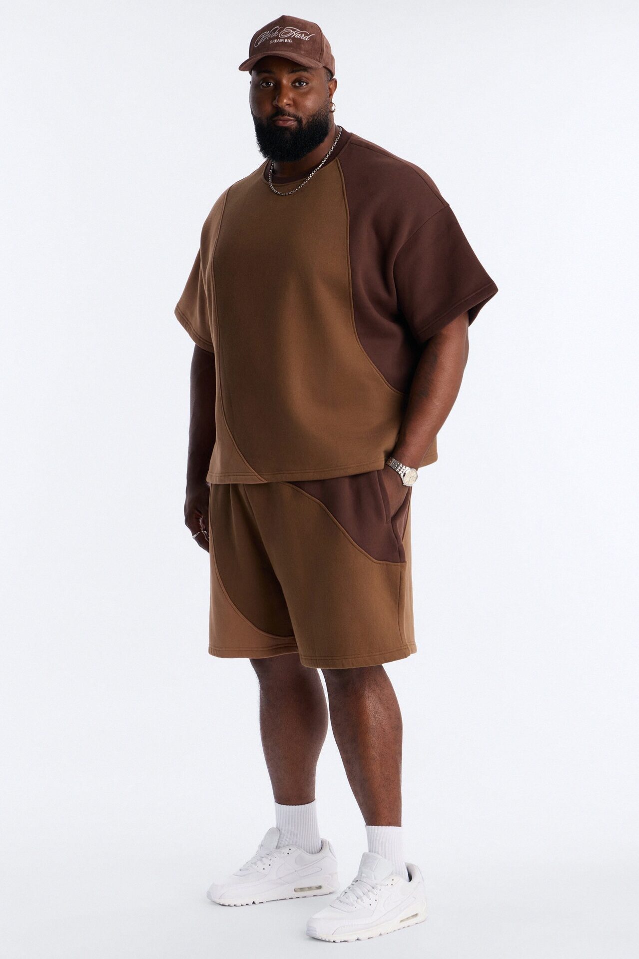 Oversized Neapolitan Paneled Sweatshirt - Brown/combo
