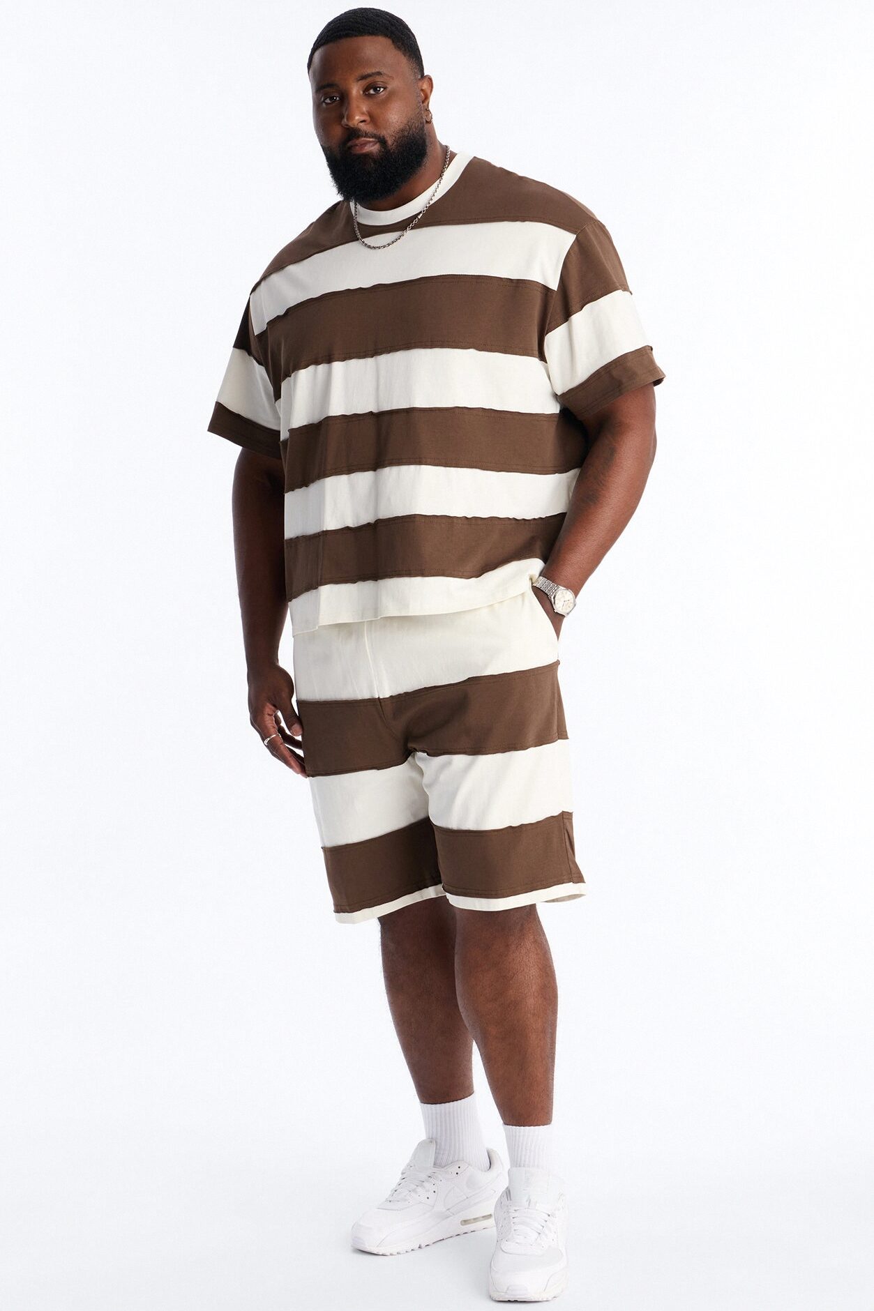 Dean Distressed Stripe Short - Brown/combo