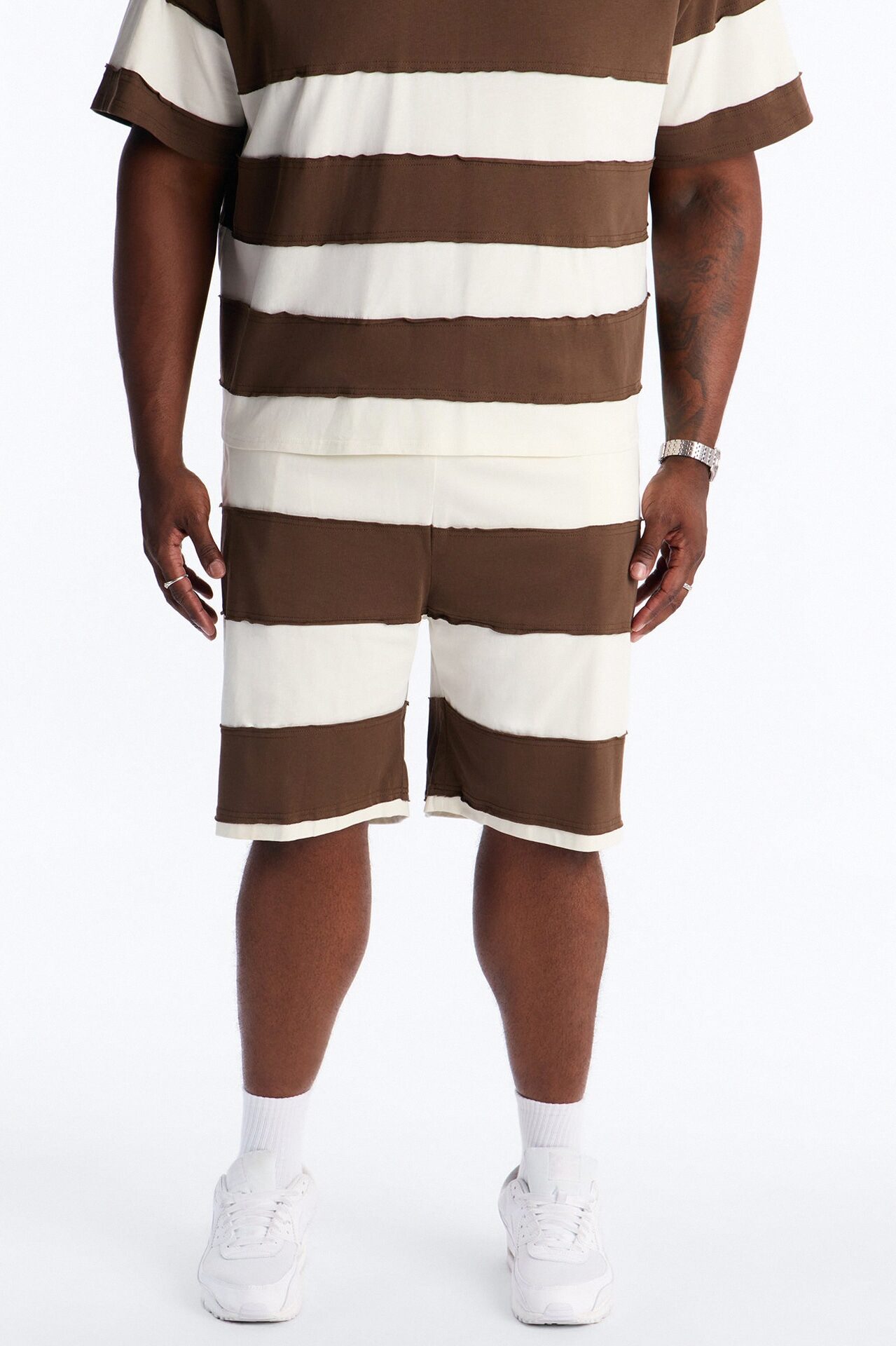 Dean Distressed Stripe Short - Brown/combo