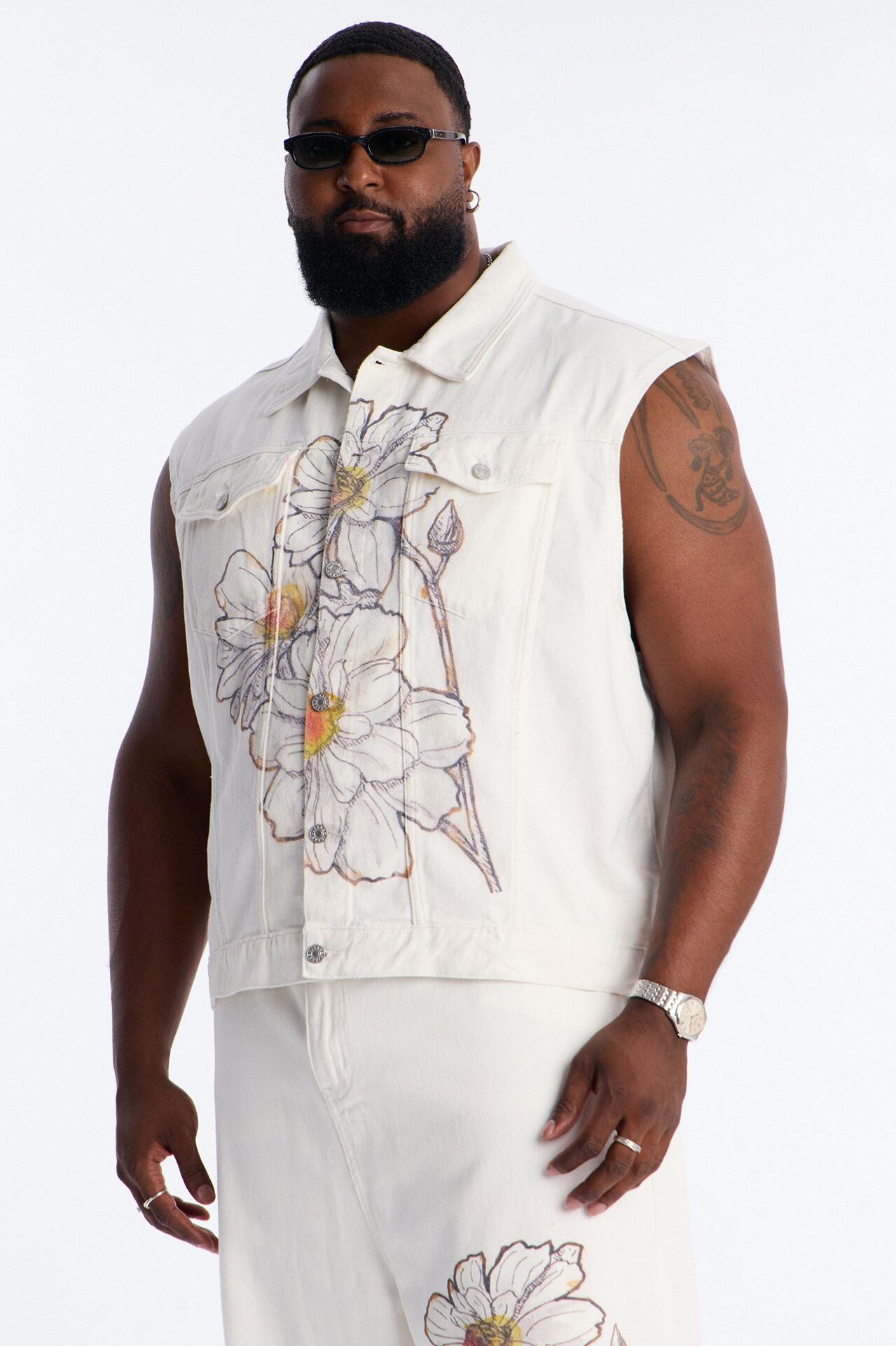 Maison Flora Trucker Vest - White