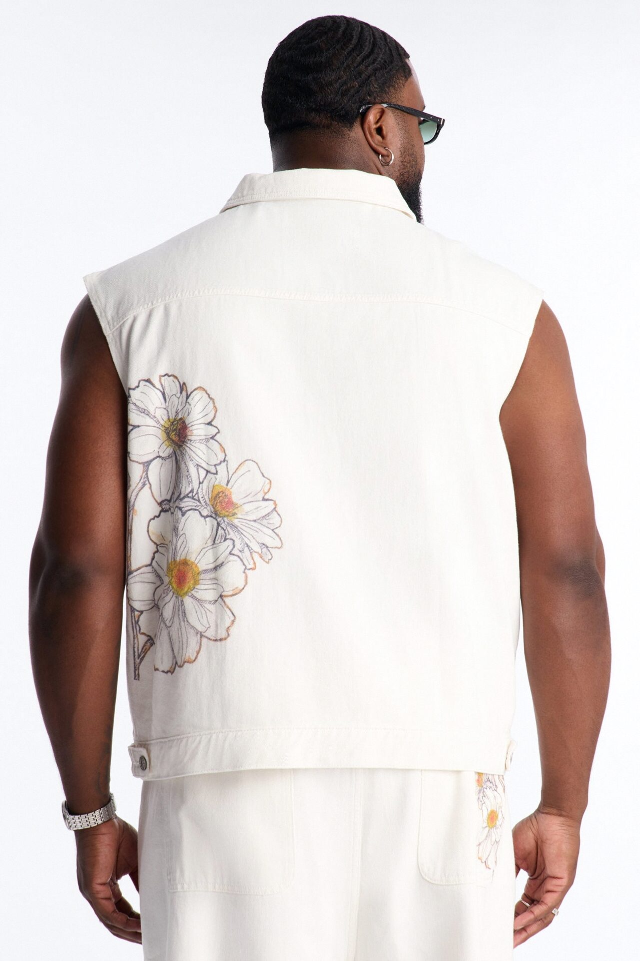 Maison Flora Trucker Vest - White