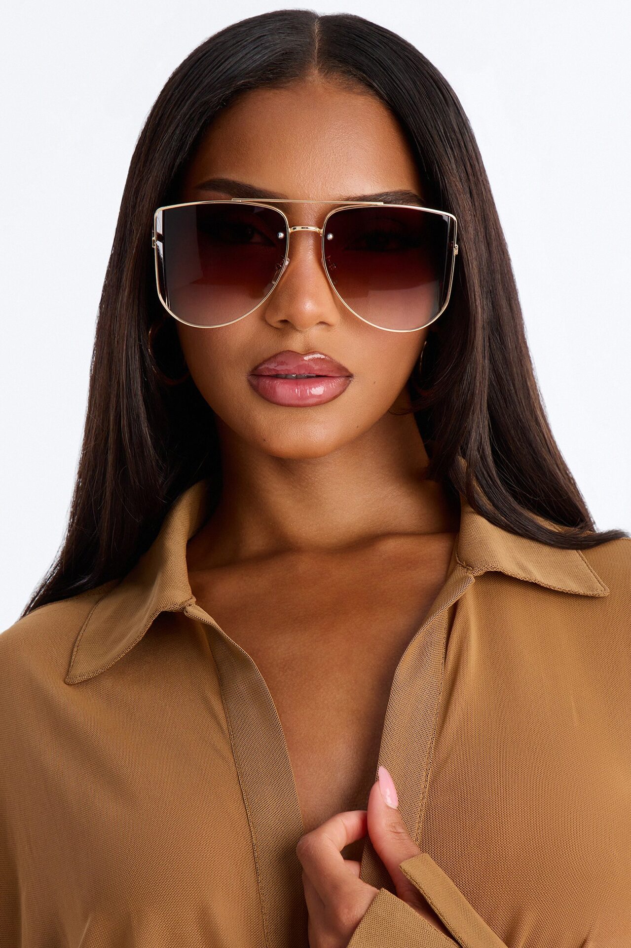 Showing Up Sunglasses - Gold/Brown