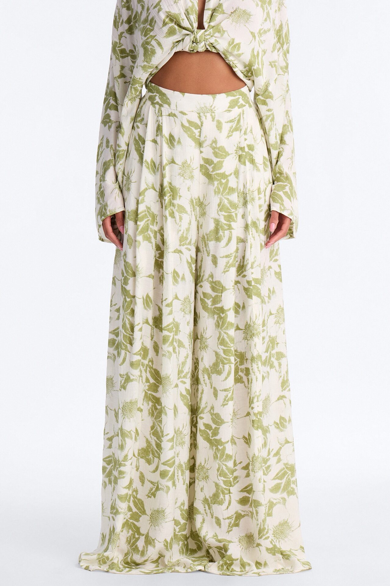 Samantha Breezy Wide Leg Textured Pant - Green