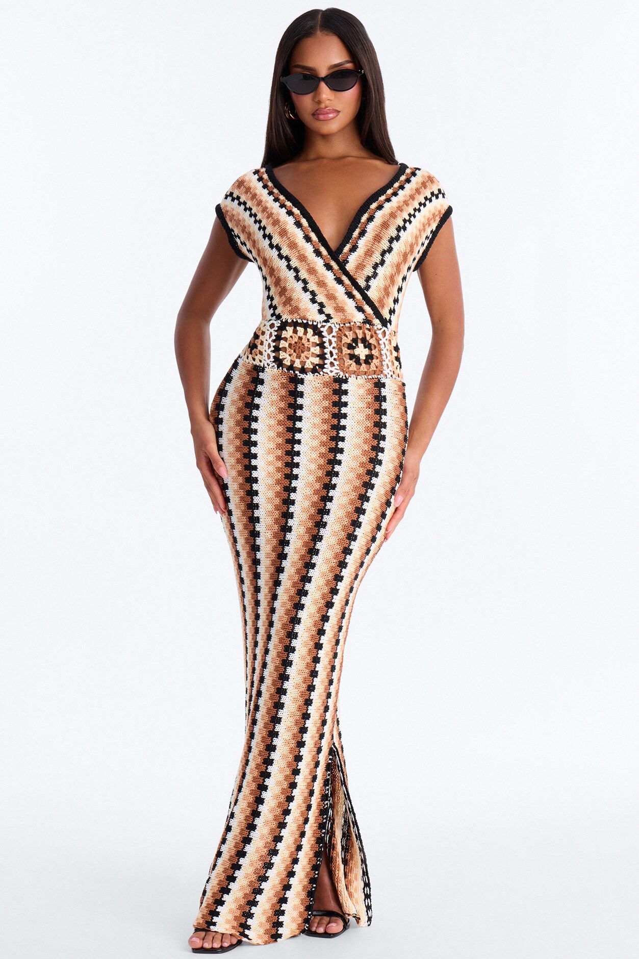 Palm Royale Sweater Maxi Dress - Taupe/combo