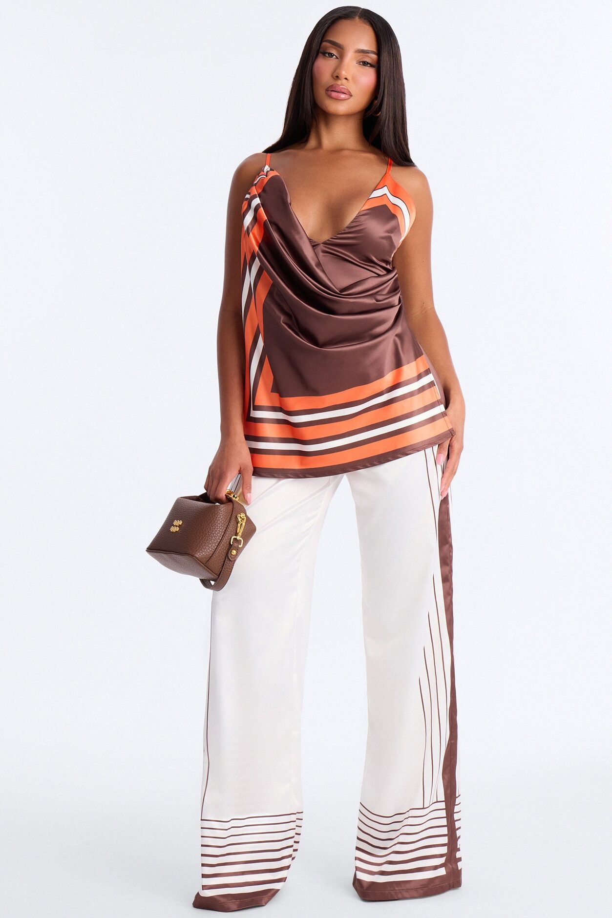 Simone Plunge Cowl Jumpsuit - Orange
