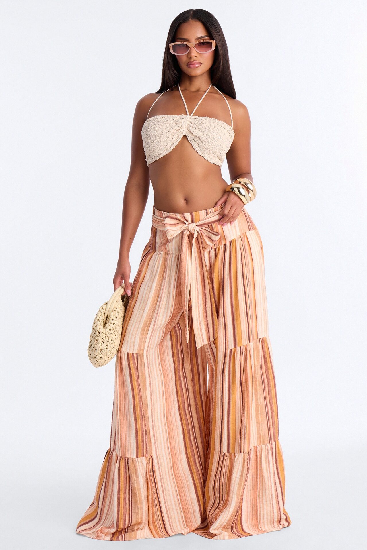 Anouk Linen Pant Set - Orange/combo