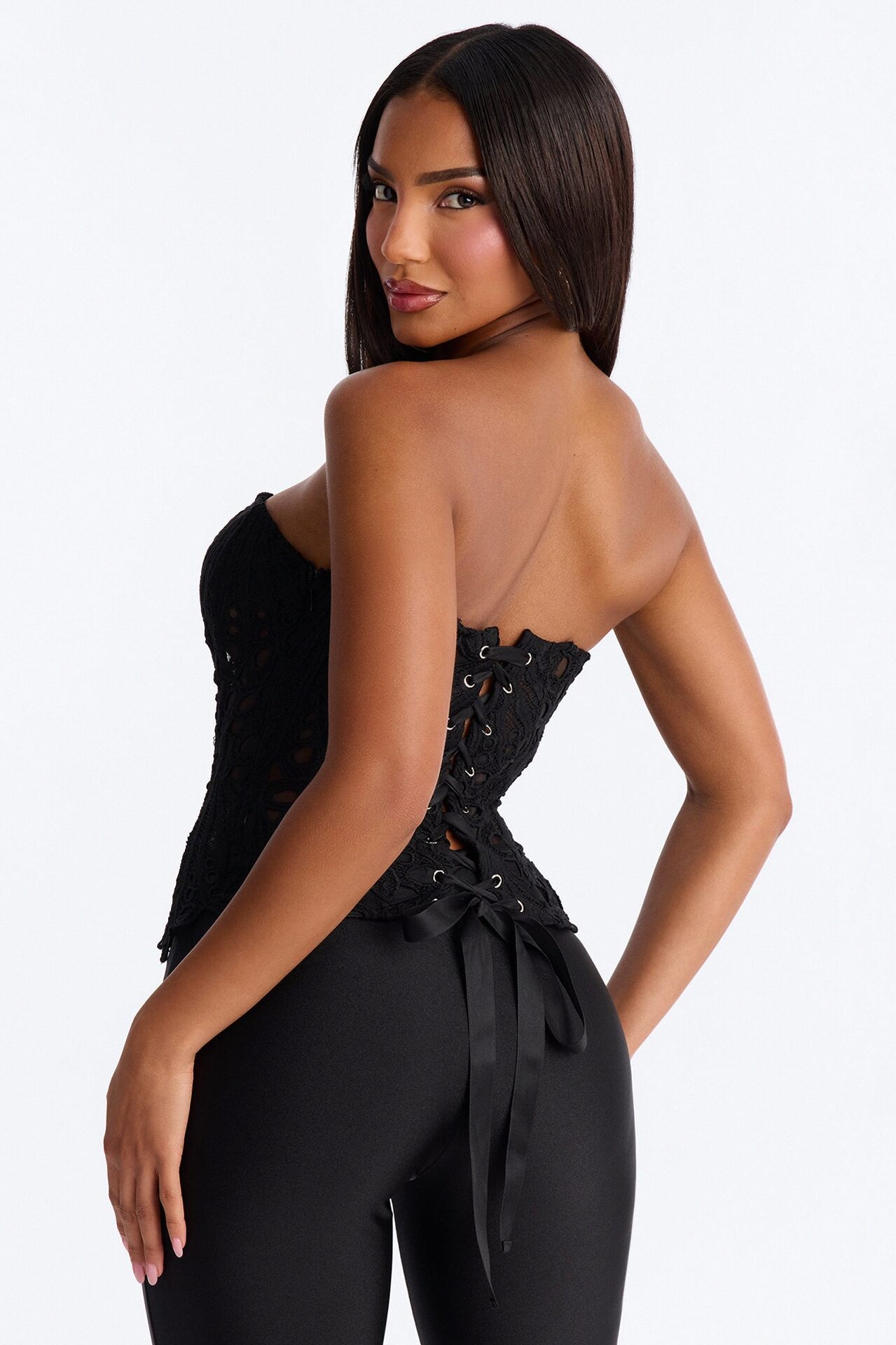 Salt Air Therapy Ombre Eyelet Corset - Black