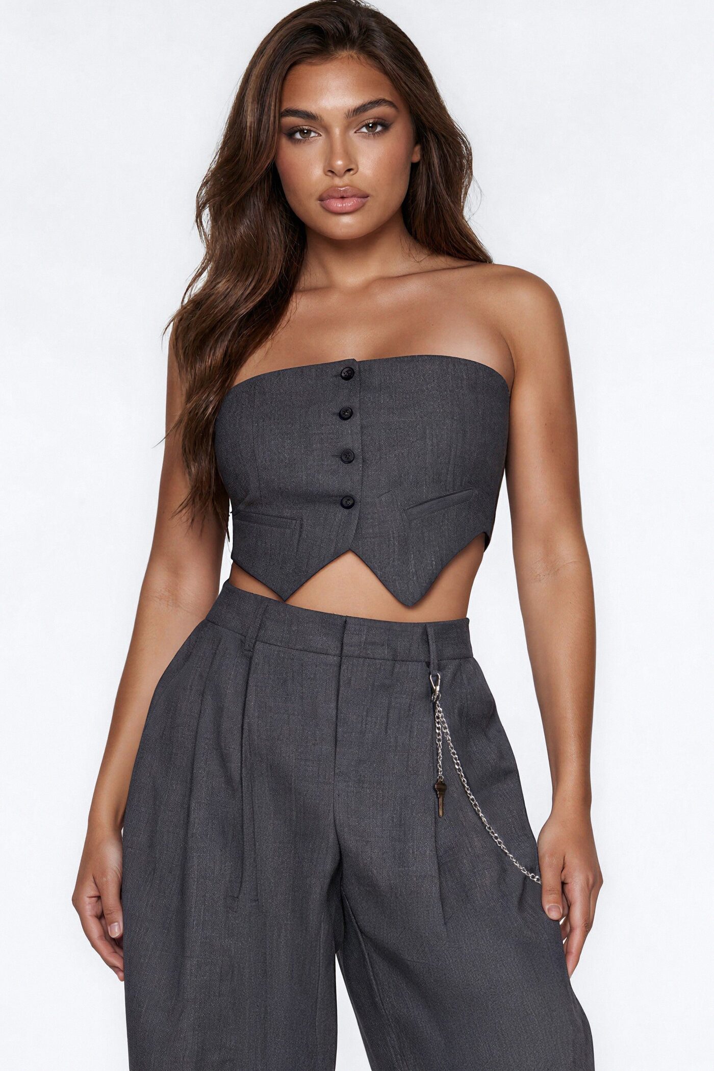 Abby Keychain Pant Set - Grey