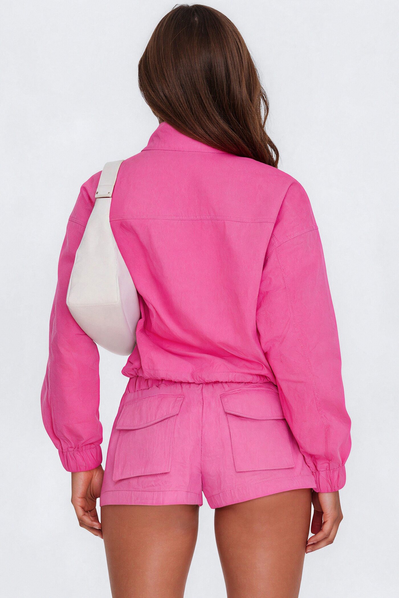 Connie High Neck Quarter Zip Windbreaker Jacket - Pink