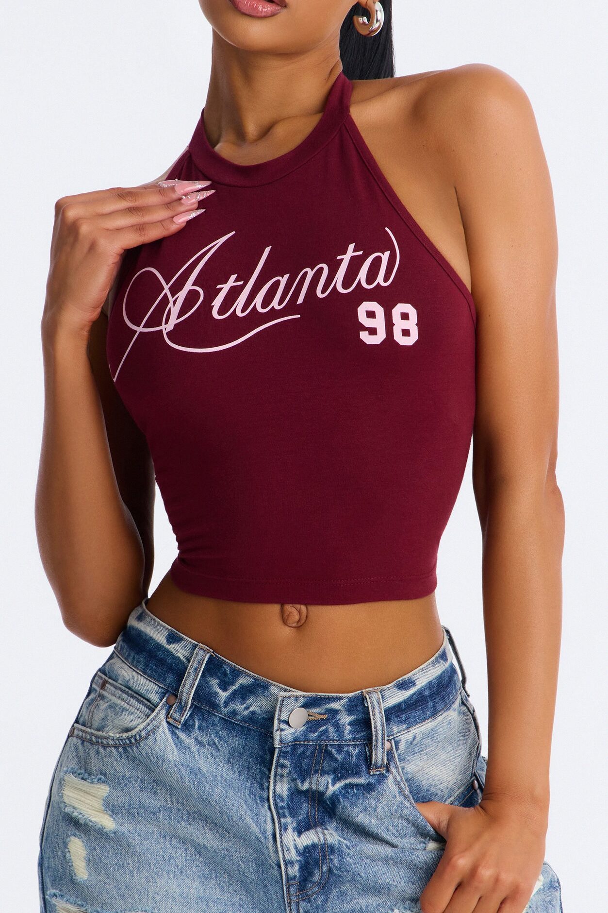 Atlanta Halter Top - Burgundy