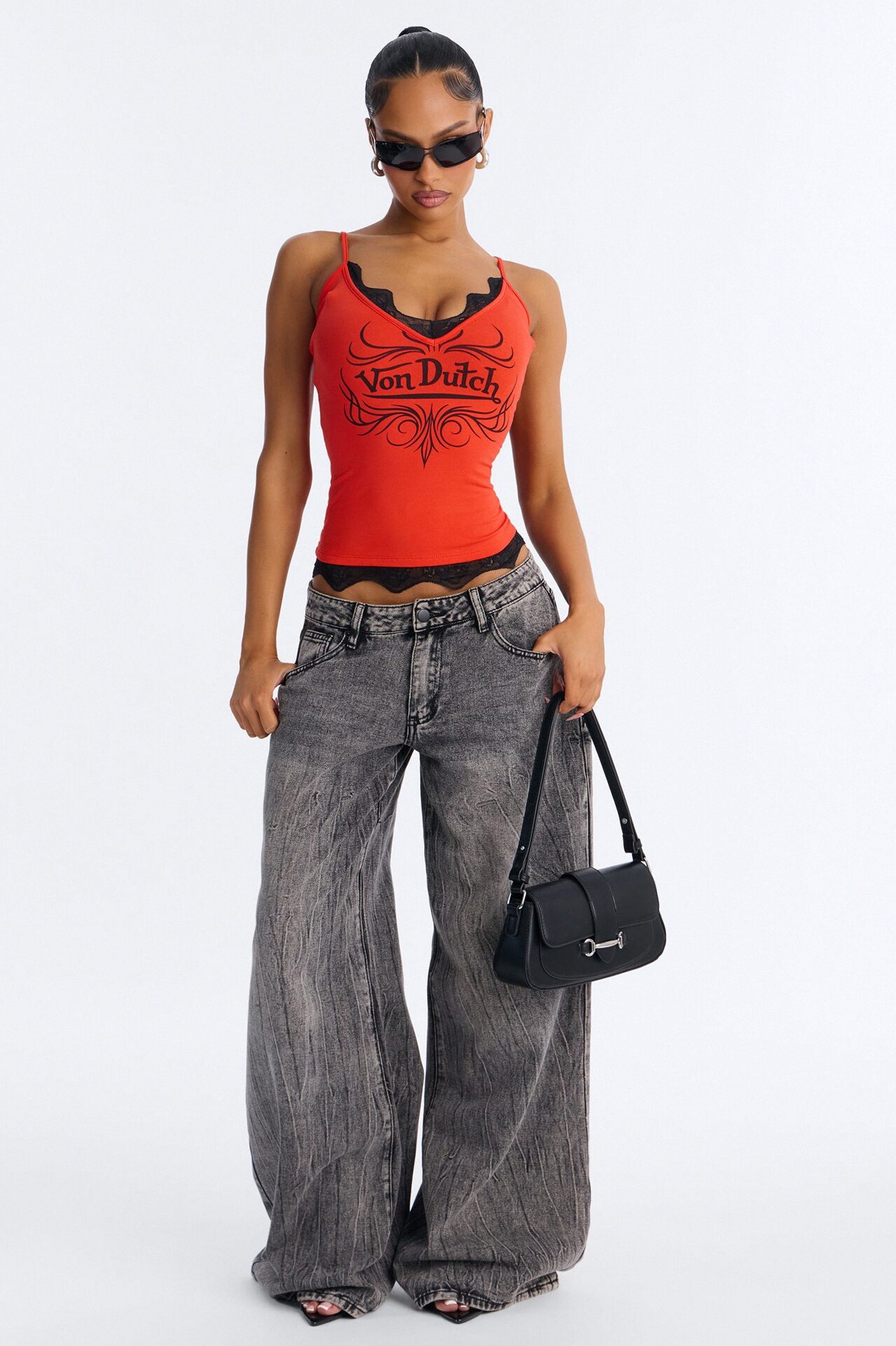 Von Dutch Rocker Tribal Lace Tank - Red