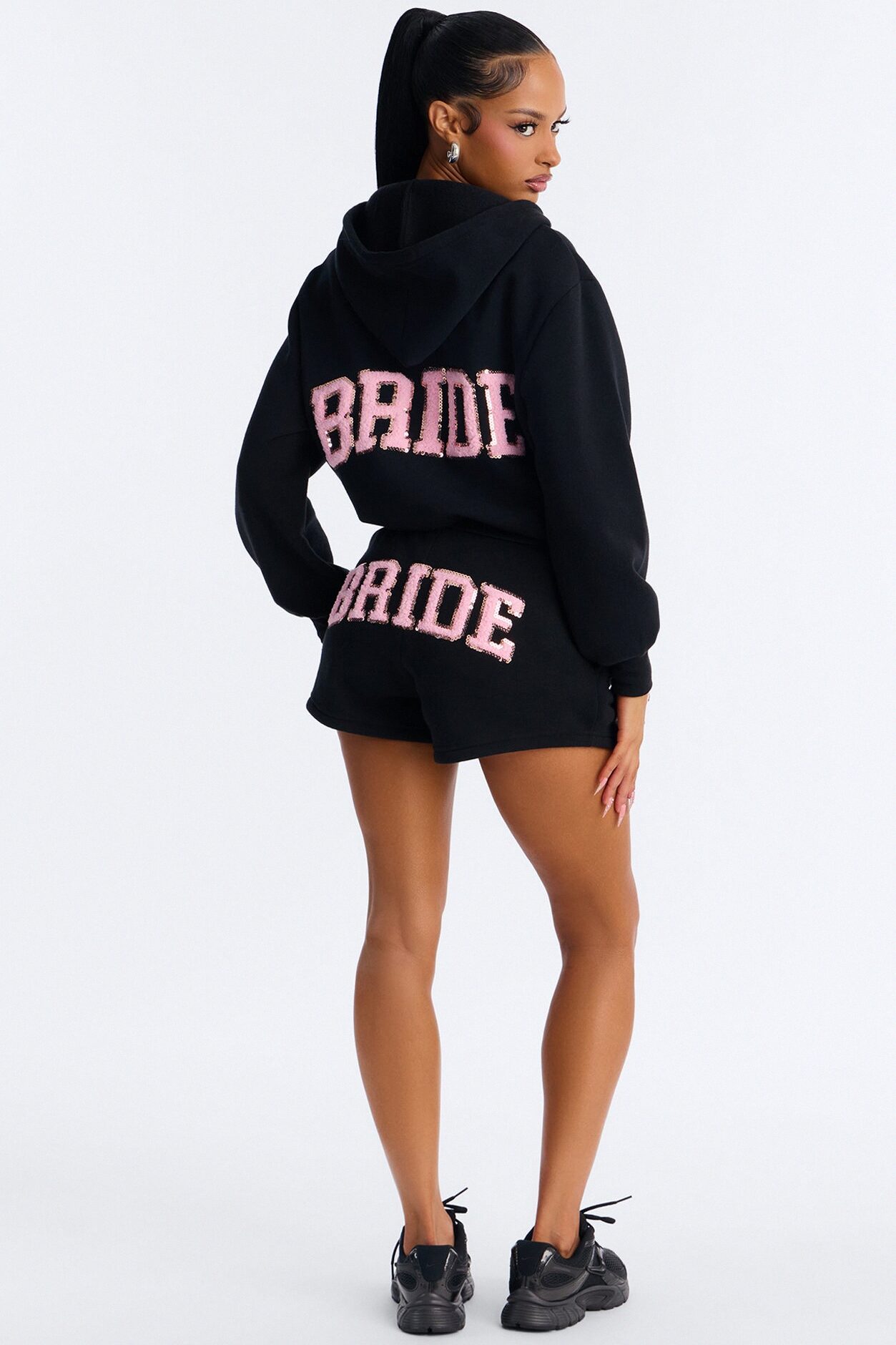 Bride To Be Fleece Short Set - Black/Pink