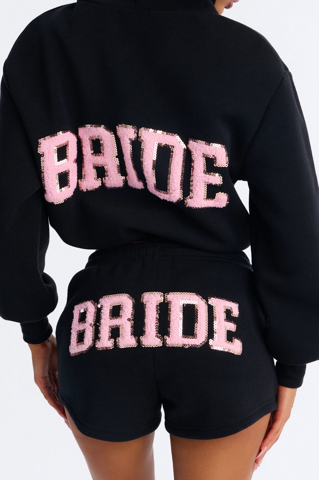 Bride To Be Fleece Short Set - Black/Pink