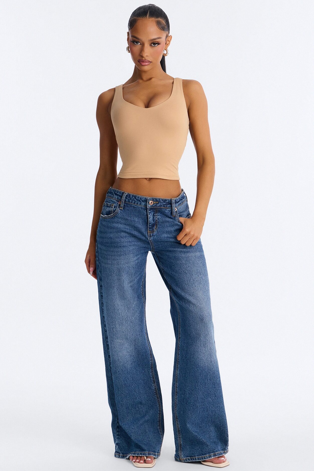 Quinn Double Lined Tank Top - Tan