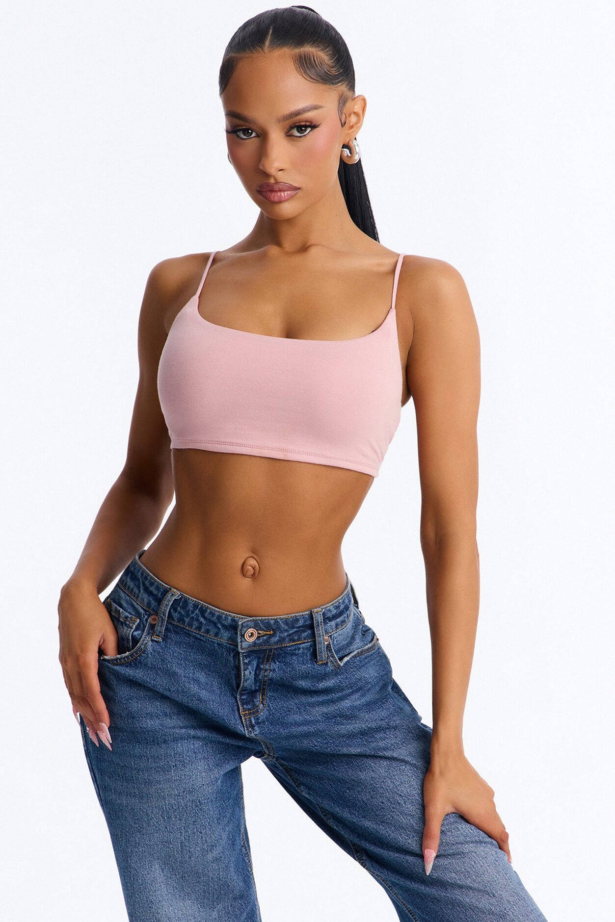 Alexa Everyday Double Layered Cropped Cami Top - Pink