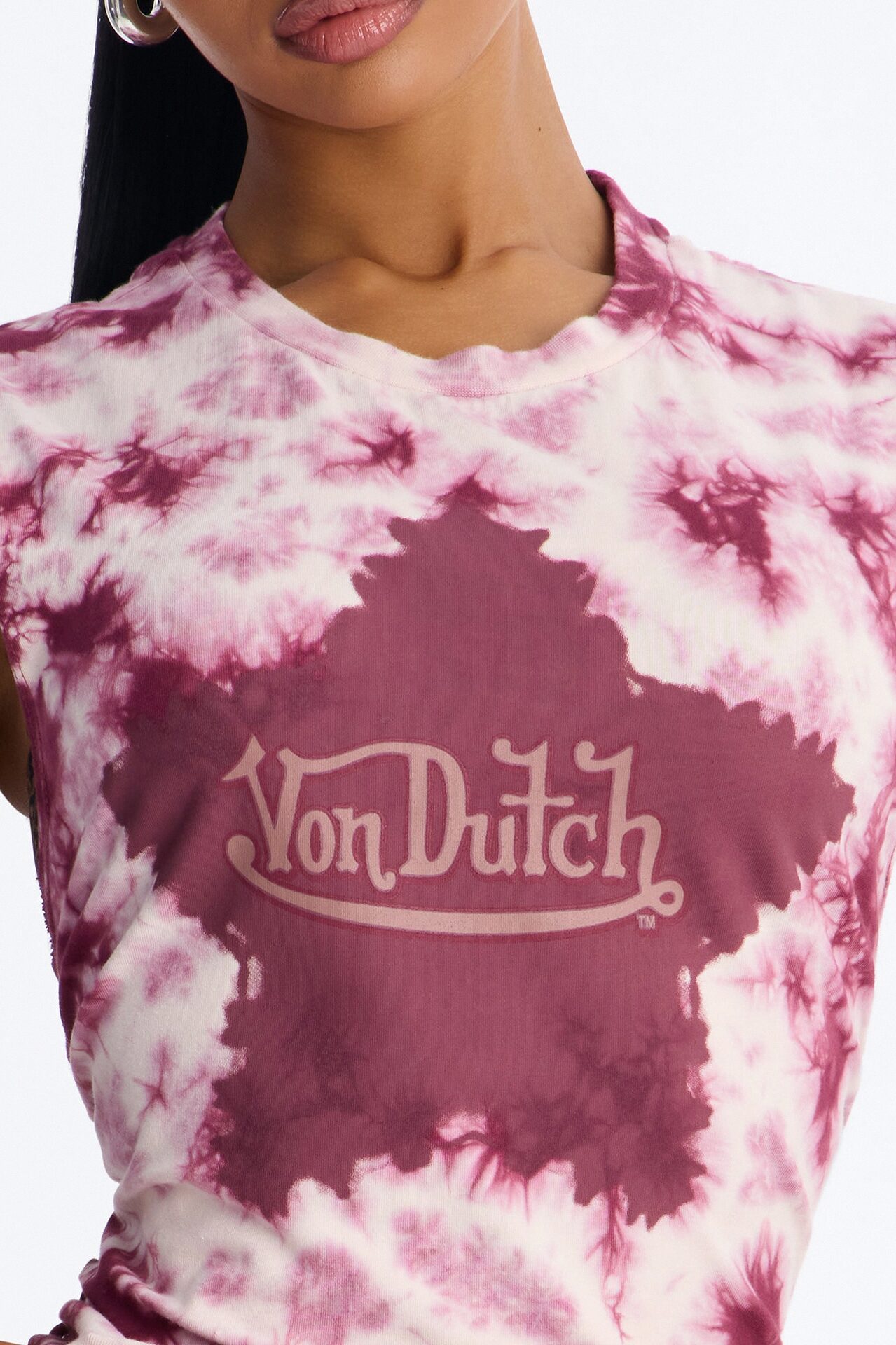 Von Dutch Washed Star Side Grommet Tank - Burgundy