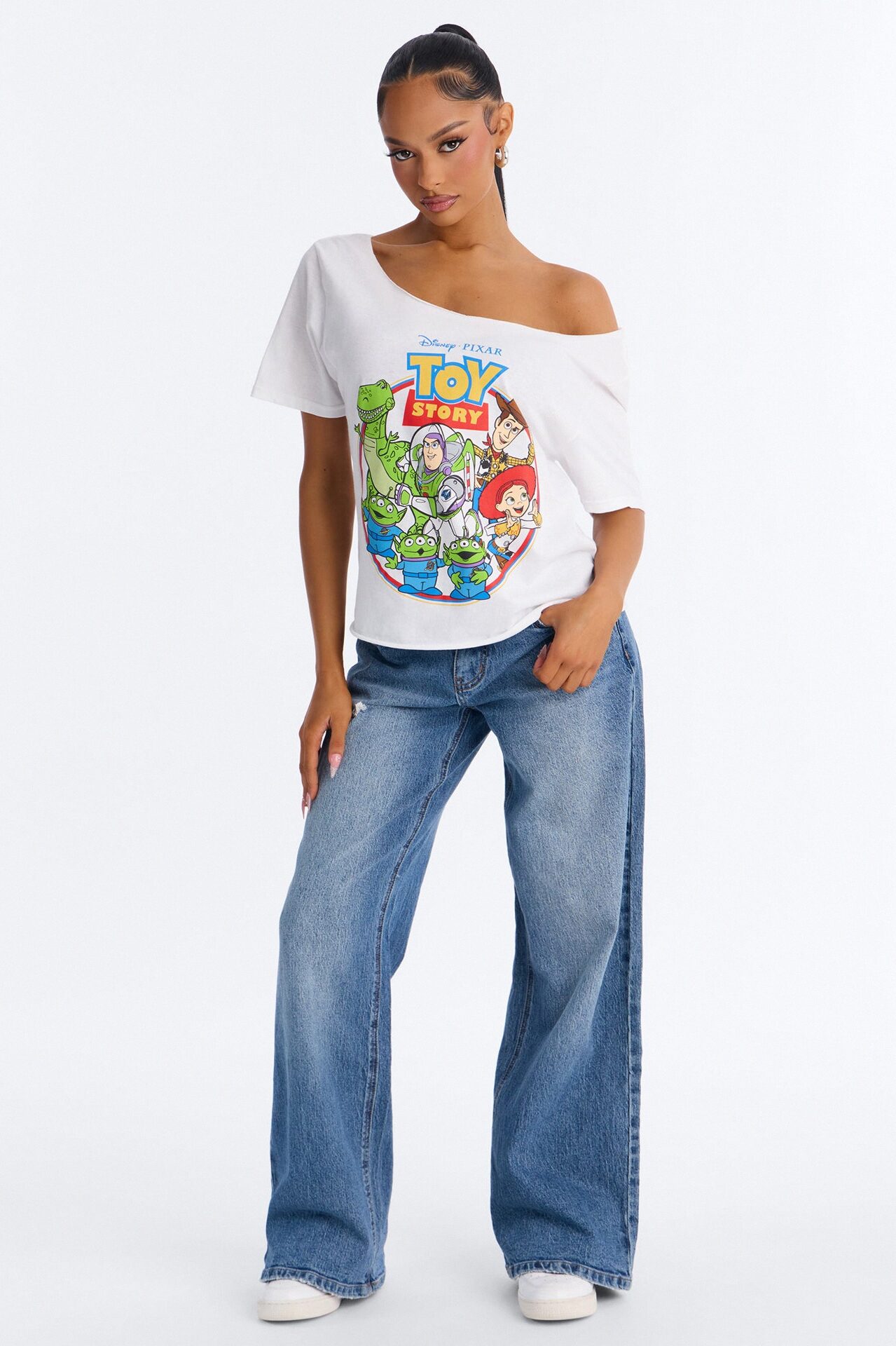 Toy Story Movie Off Shoulder Tee - White