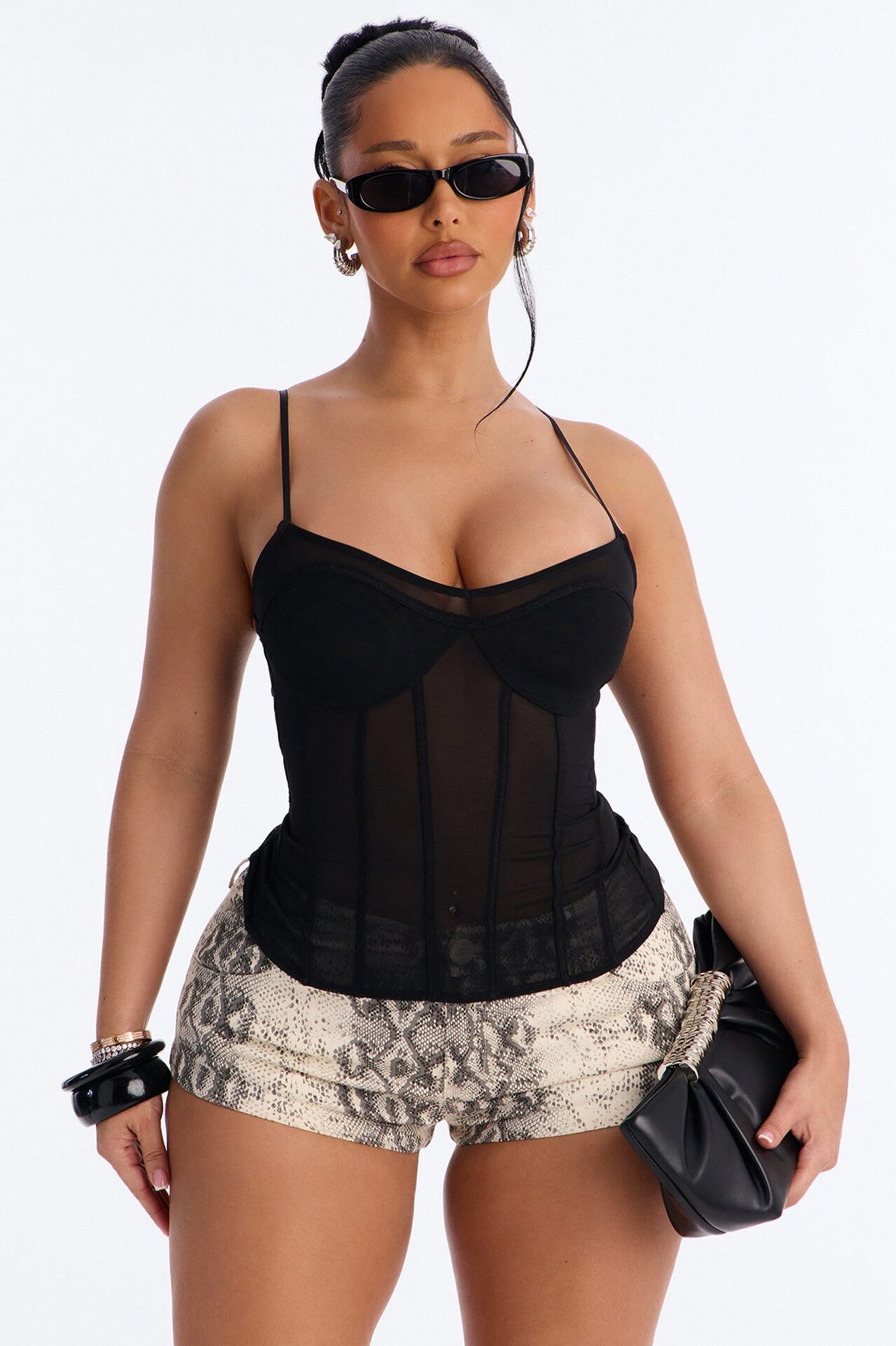 Kenny Sheer Power Mesh Sleeveless Top - Black