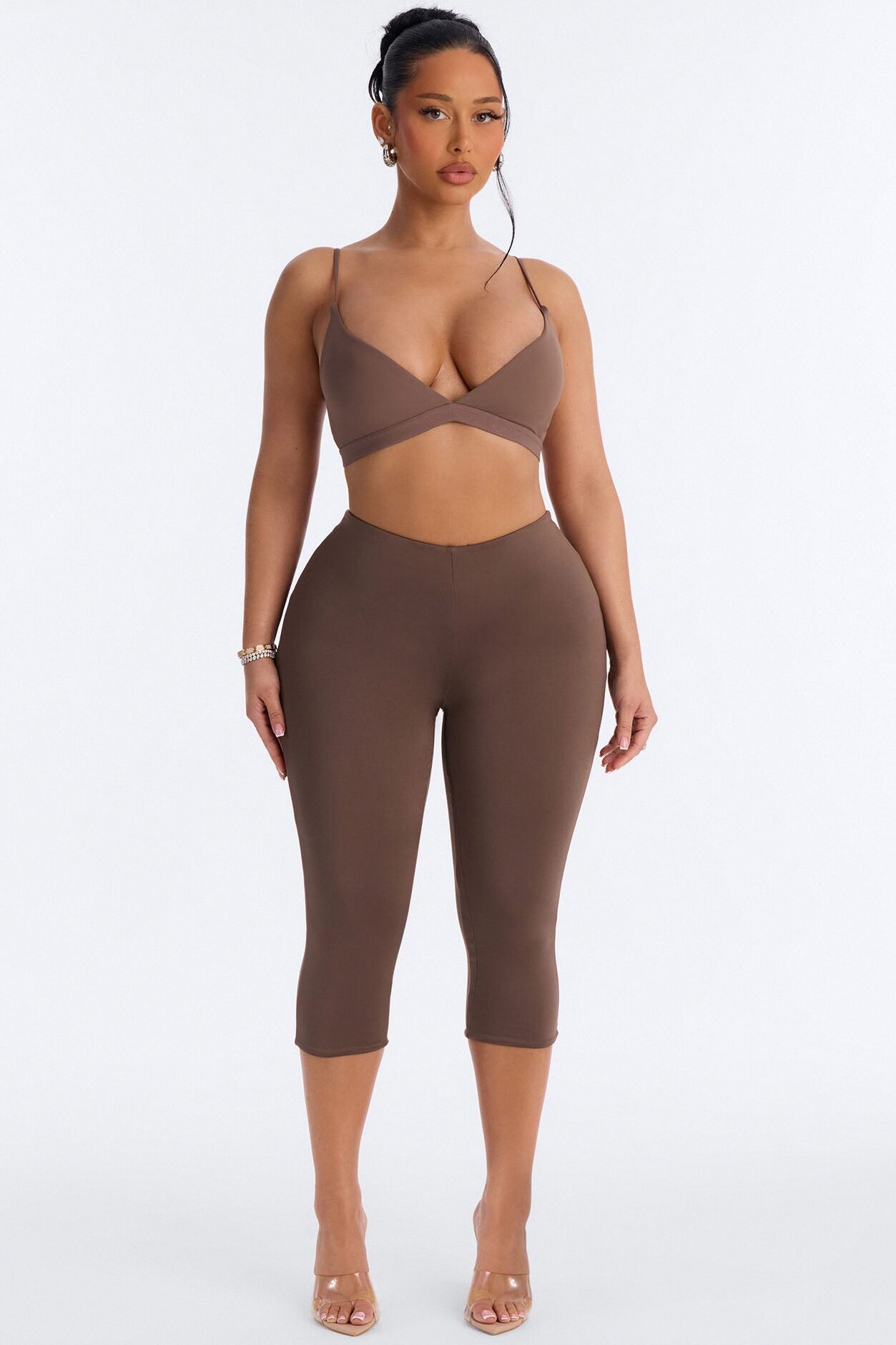 Contour Double Lined Capri Pant - Brown