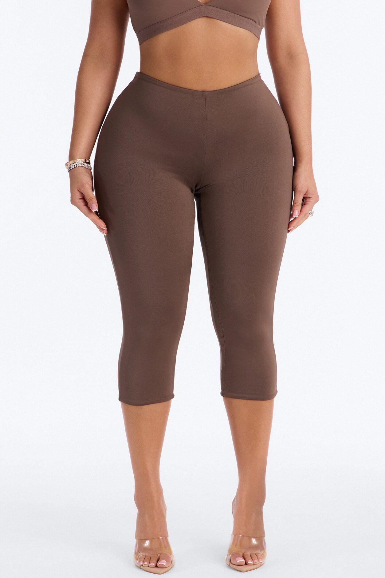 Contour Double Lined Capri Pant - Brown