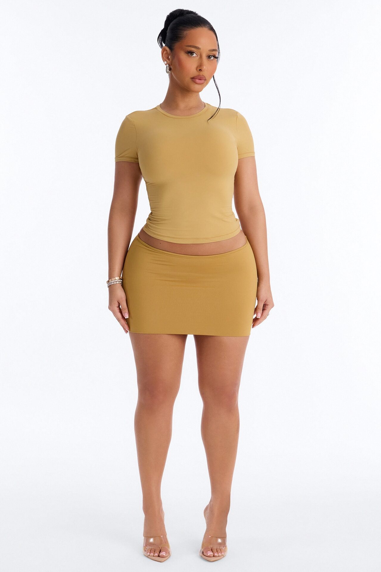 Second Skin Double Lined Short Sleeve Top - Honey