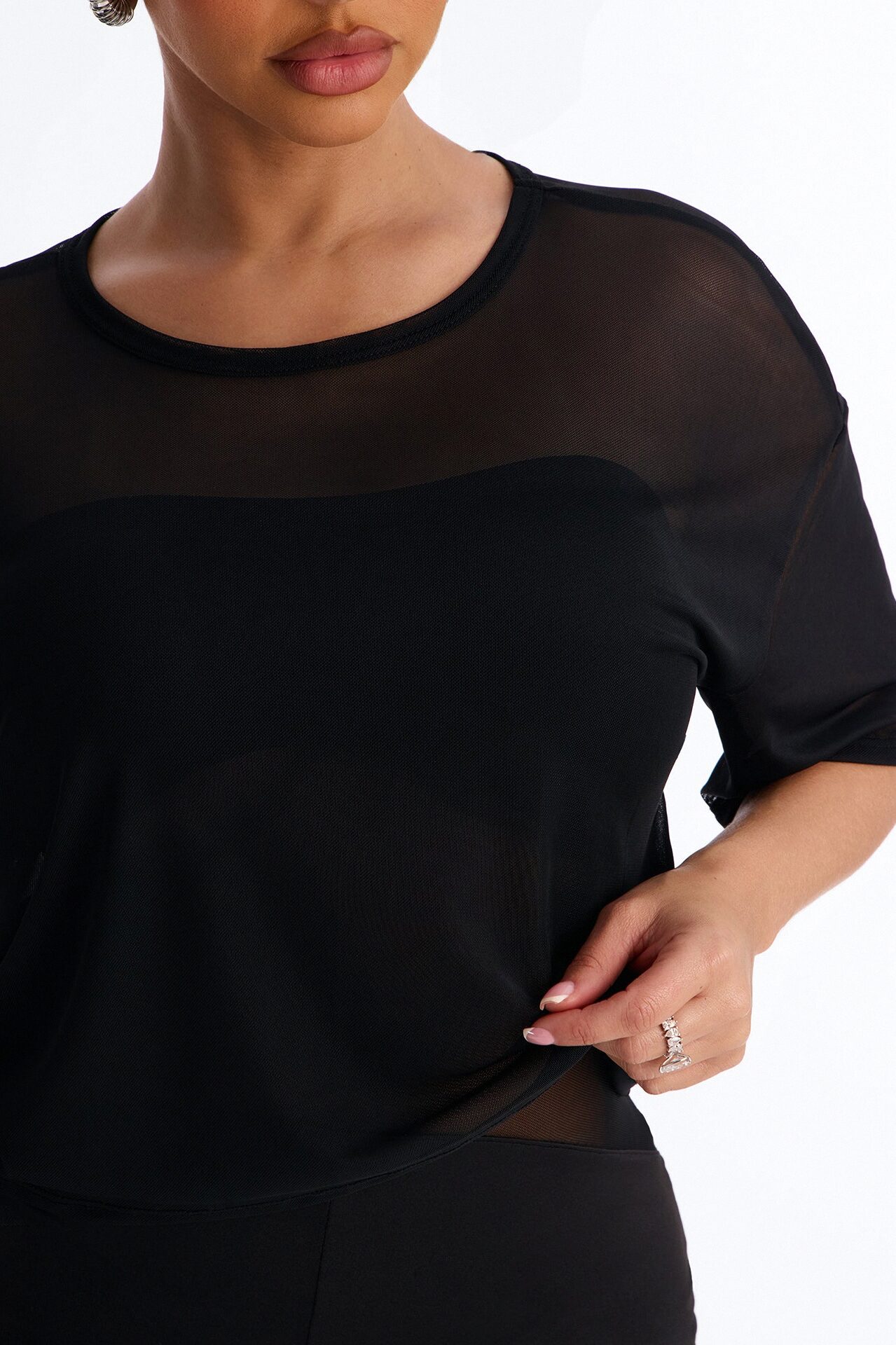Street Chic Mesh Top and Romper - Black