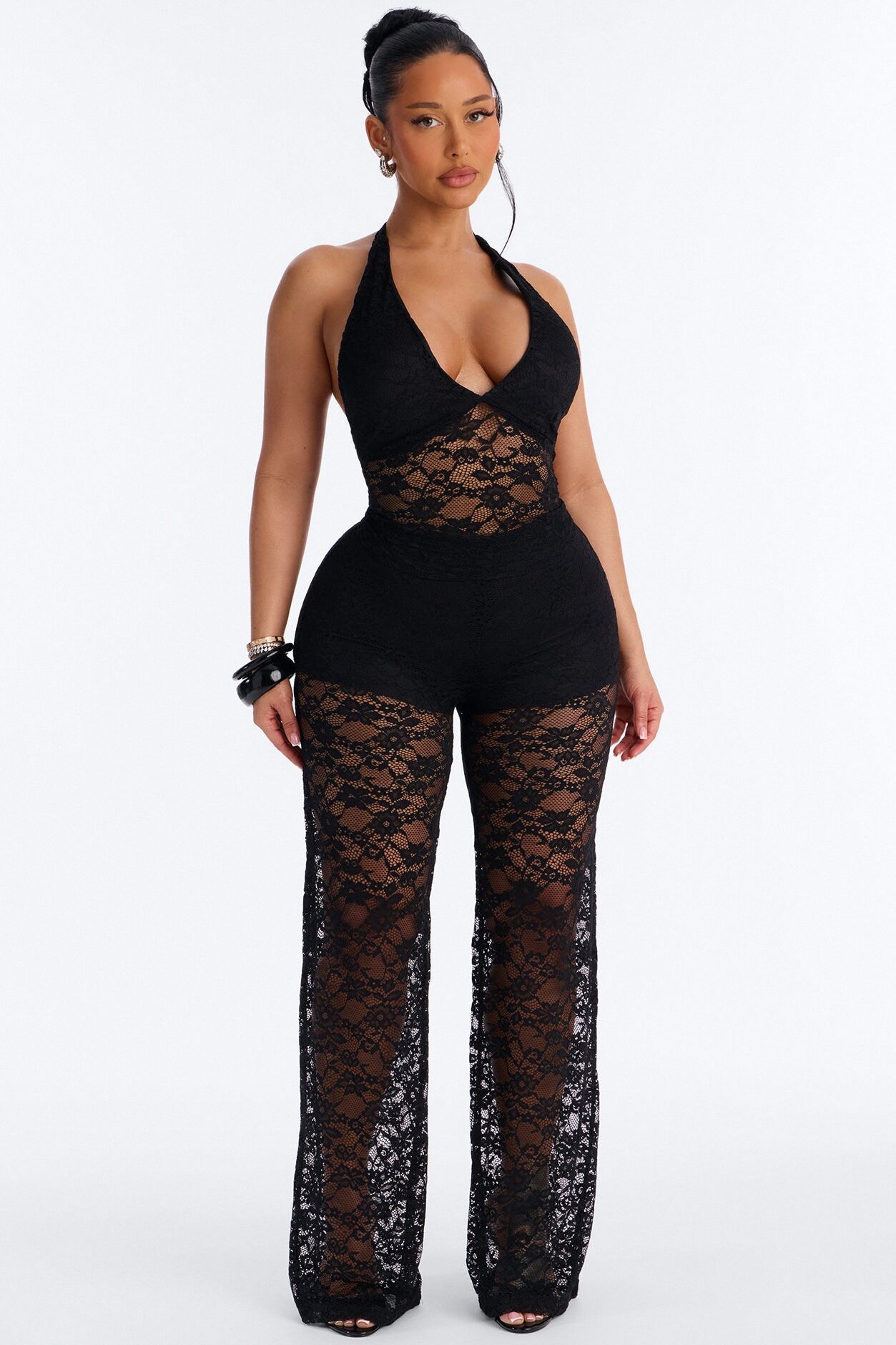 Morgan Lace Pant Set - Black