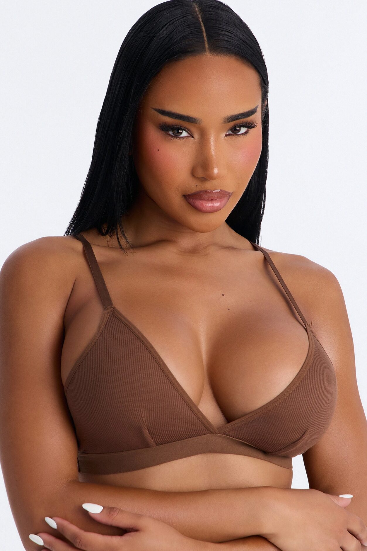Lightweight Ribbed Lounge Bralette - Brown