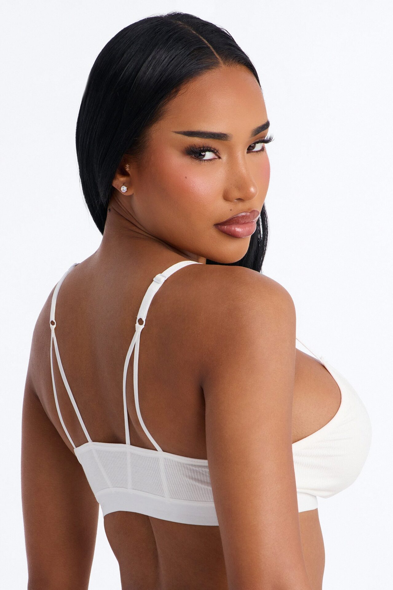Lightweight Ribbed Lounge Bralette - White