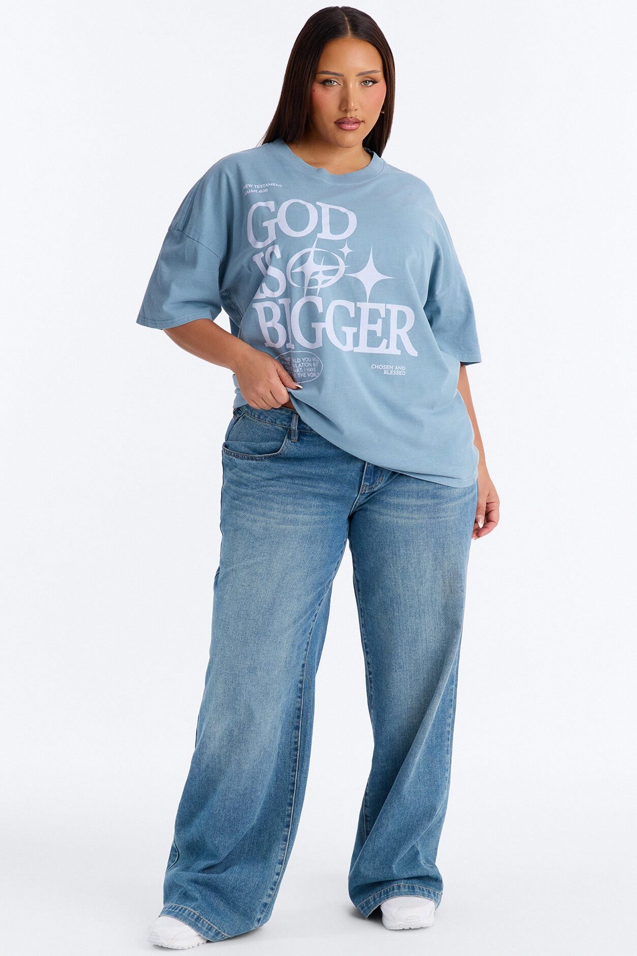 God Is Bigger Washed T-Shirt - Blue