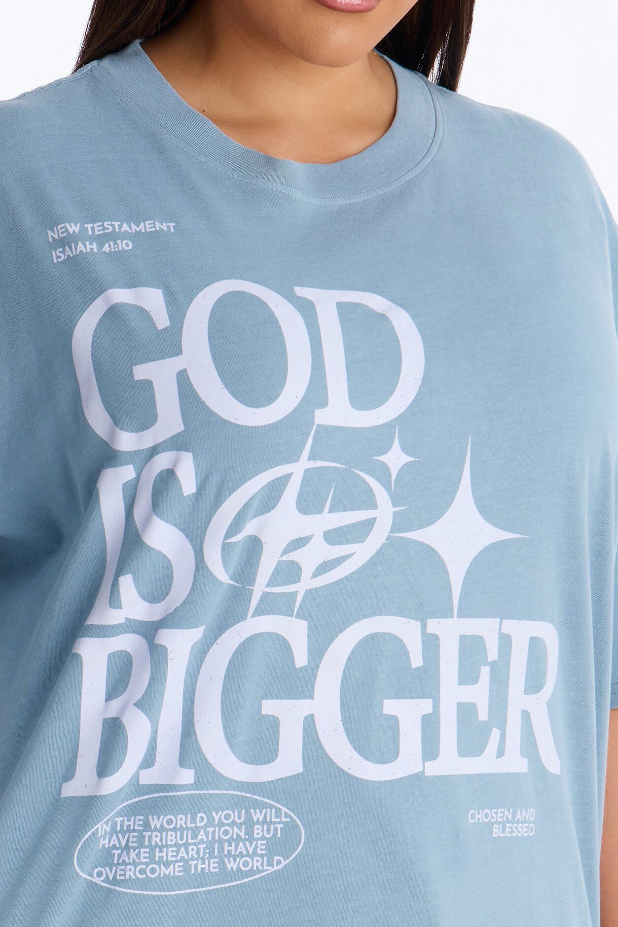 God Is Bigger Washed T-Shirt - Blue