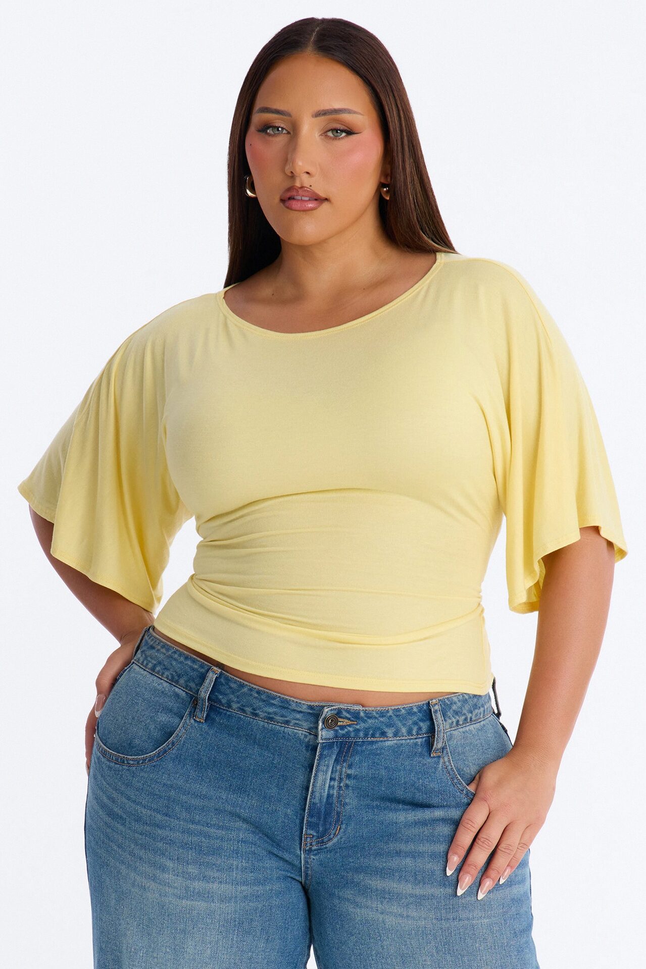 Nicolette Tie Waist Short Sleeve Top - Butter Yellow